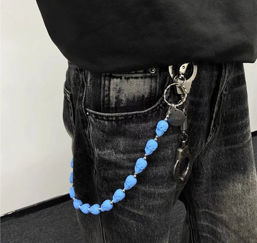 Jewelry Blue Cringe Skull Jeans Chain Size ONE SIZE - 3 Thumbnail