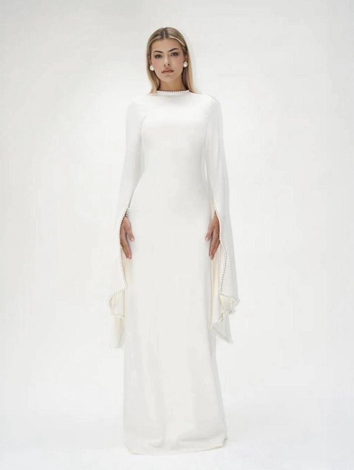Other Khanums Kadela Ivory Long Sleeve Maxi Gown (BNWT) Size XS / US 0-2 / IT 36-38 - 3 Thumbnail