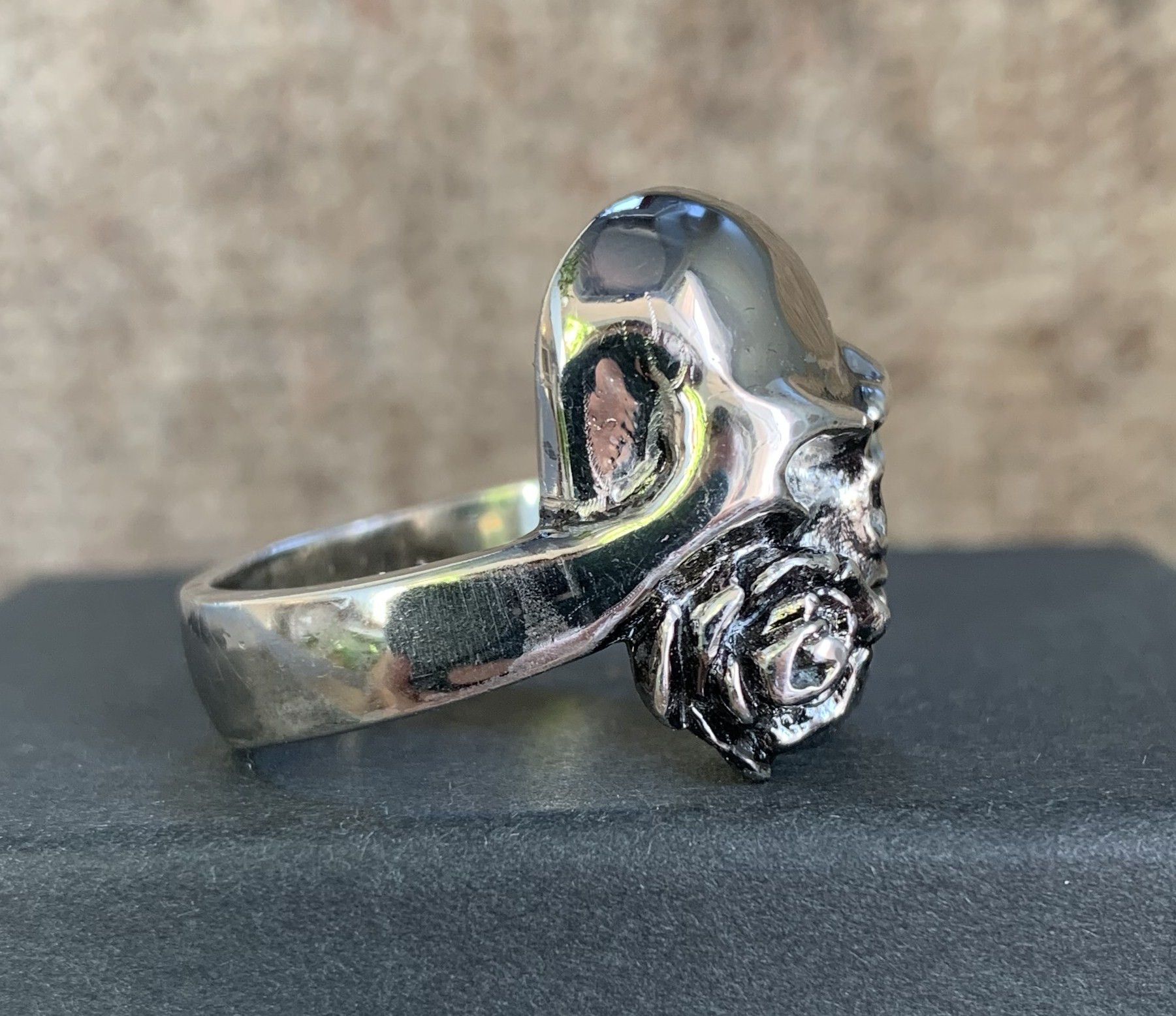 Jam Home Made × Number (N)ine SS06 Silver Skull Roses Ring w/box Size ONE SIZE - 2 Thumbnail