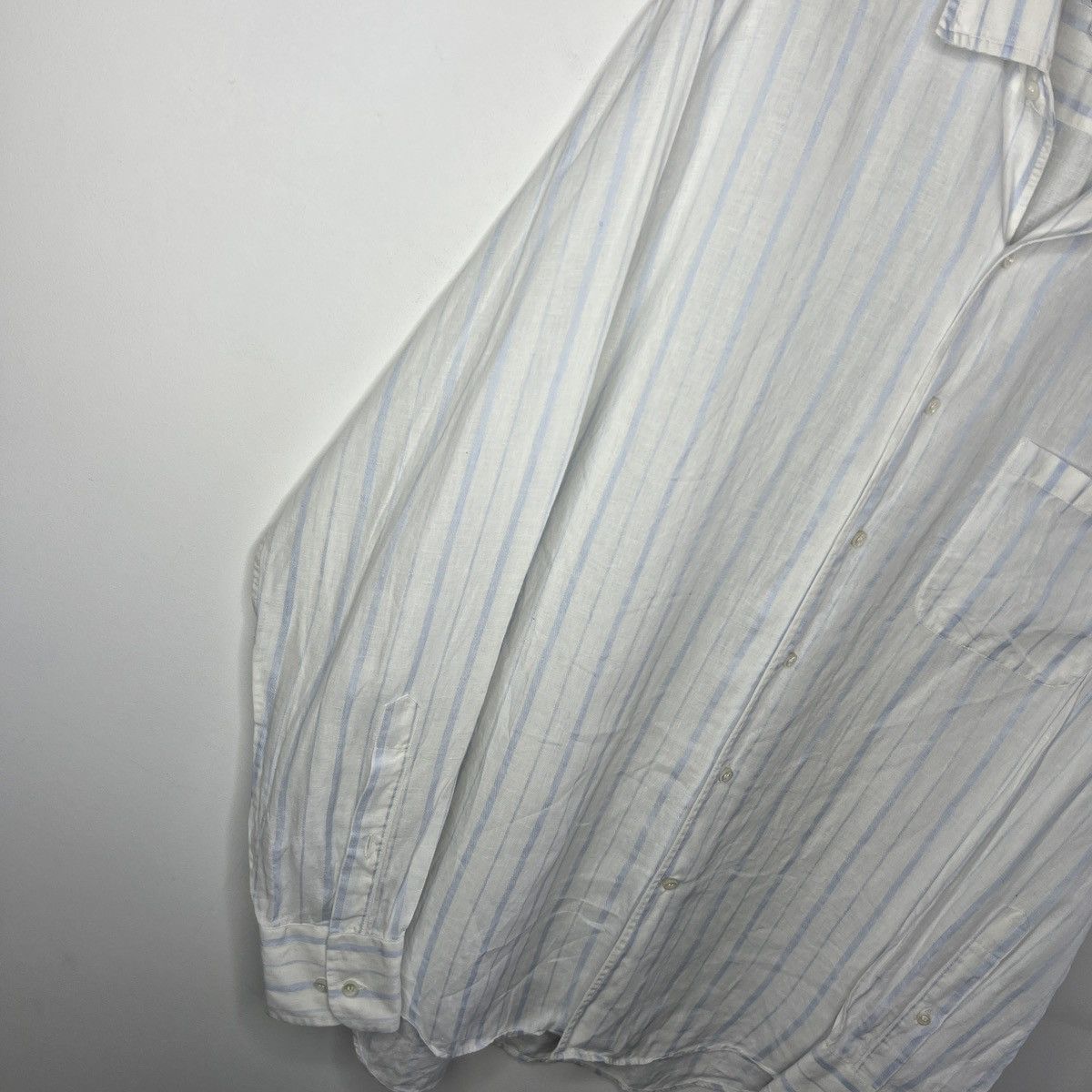 Loro Piana Loro Piana Light Blue White Old money Linen Shirt Button Up Size US L / EU 52-54 / 3 - 3 Thumbnail