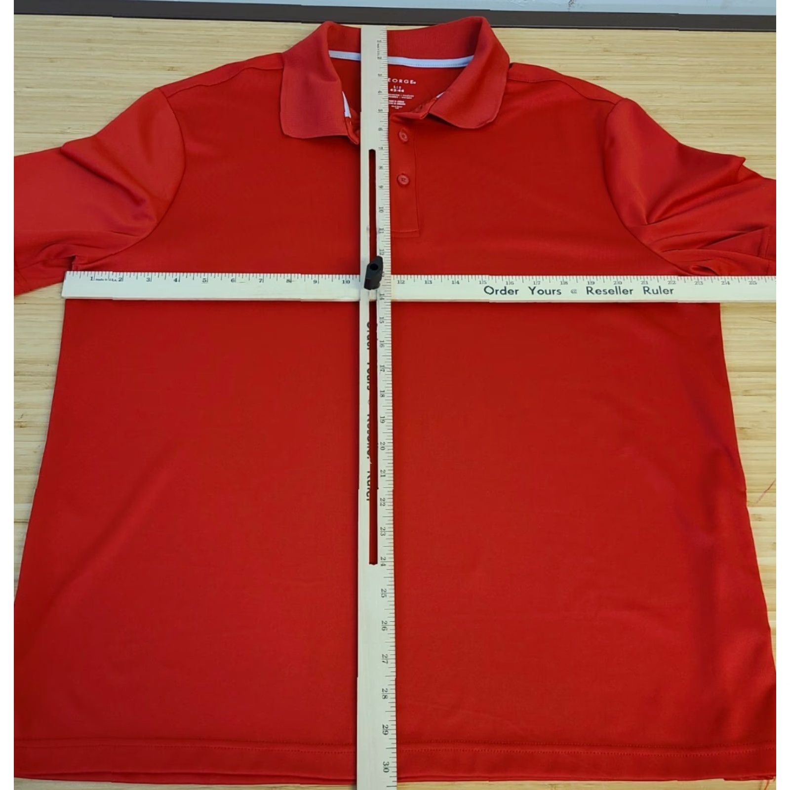 George George Polo Shirt Men L Solid Red Cotton Short Sleeve Casual Workwear Size US L / EU 52-54 / 3 - 3 Thumbnail