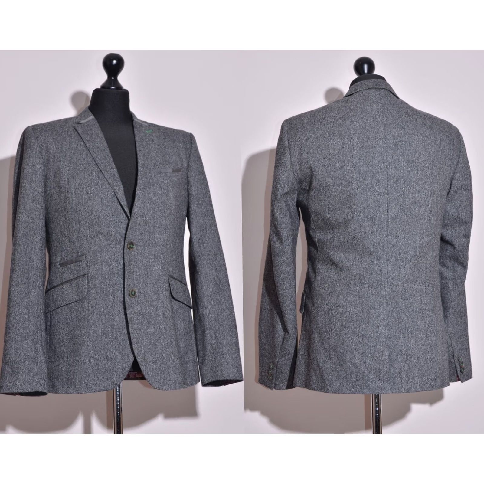 Ted Baker Ted Baker Men Sport Coat Blazer Jacket Wool/Cashmere Grey L Size 42R - 2 Thumbnail