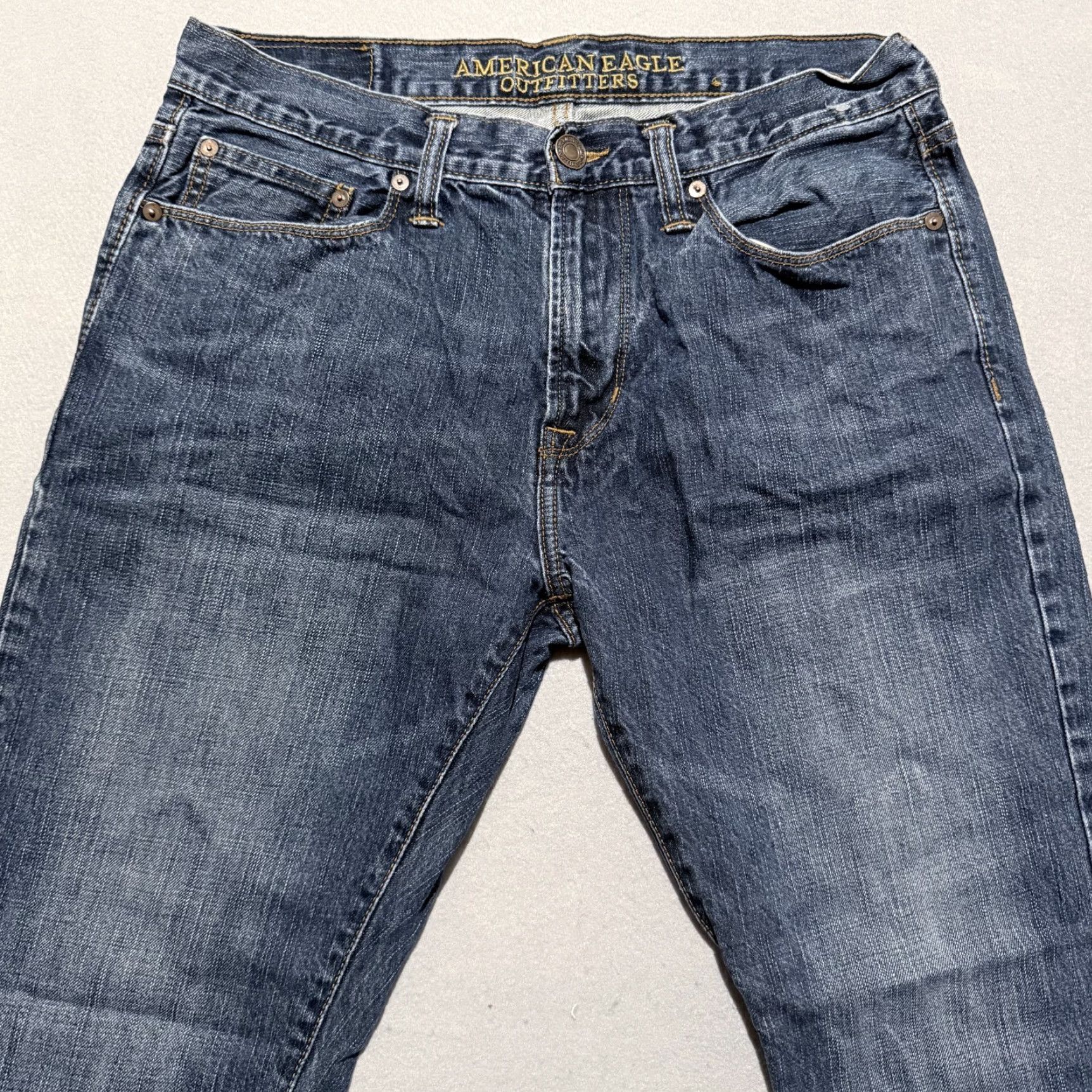 American Eagle Outfitters American Eagle Outfitters Slim Straight Jeans Men's Blue Denim Mid-Rise 32X30 Size US 32 / EU 48 - 3 Thumbnail
