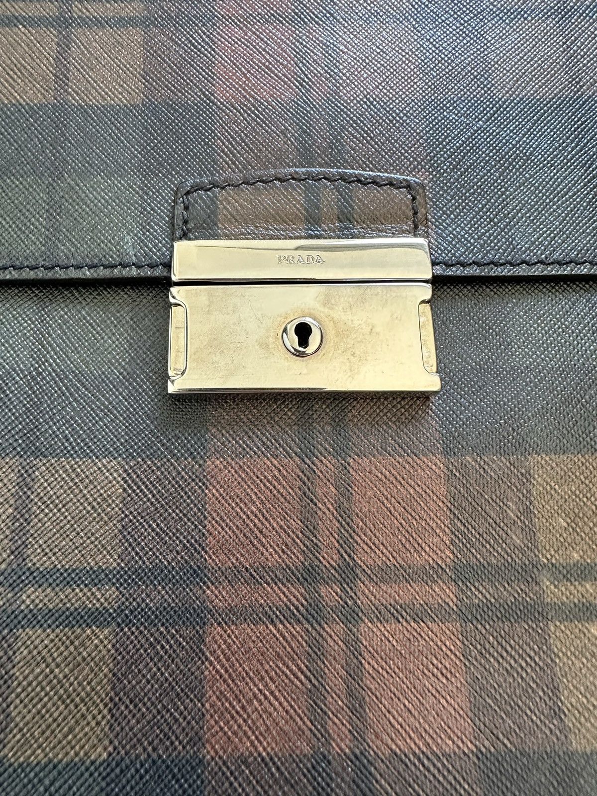 Prada Plaid Leather Portfolio Briefcase Handbag Size ONE SIZE - 2 Thumbnail
