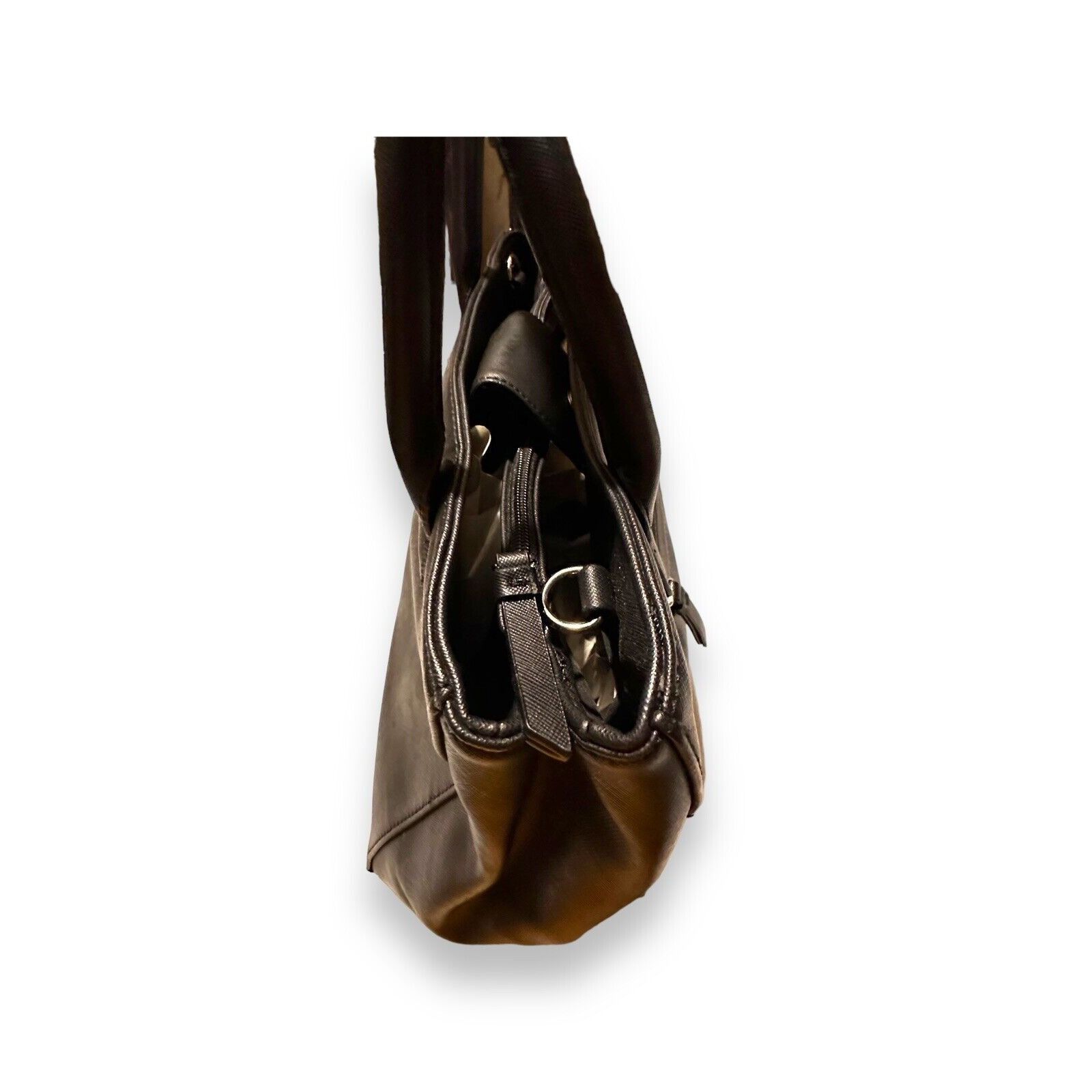 Nine West NINE WEST Handbag Shoulder Strap Textured Black Faux Leather Size ONE SIZE - 7 Thumbnail