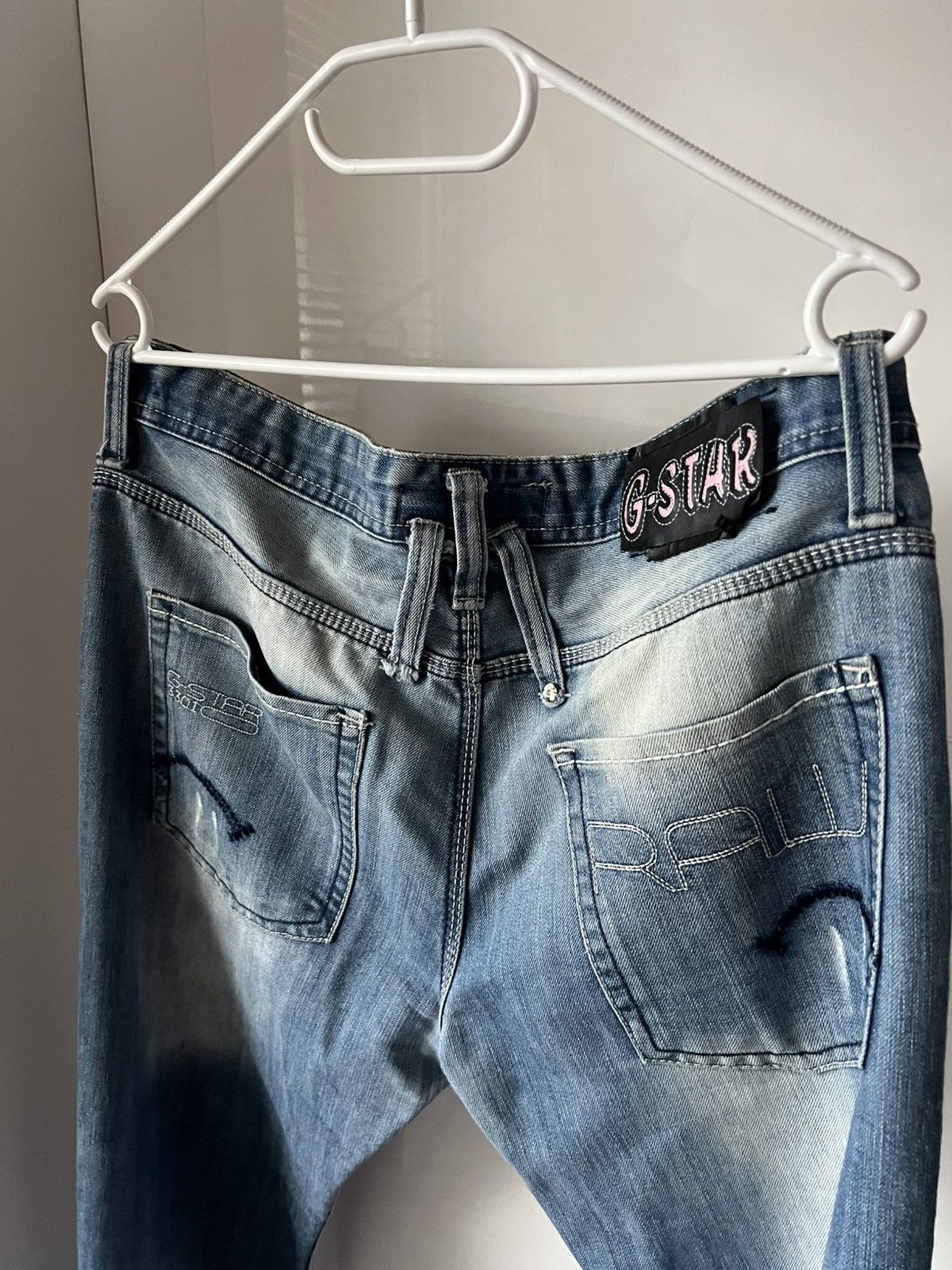 G-Star G Star Vintage Y2k Opium Distressed Denim Embroidered Jeans Size US 33 - 20 Thumbnail