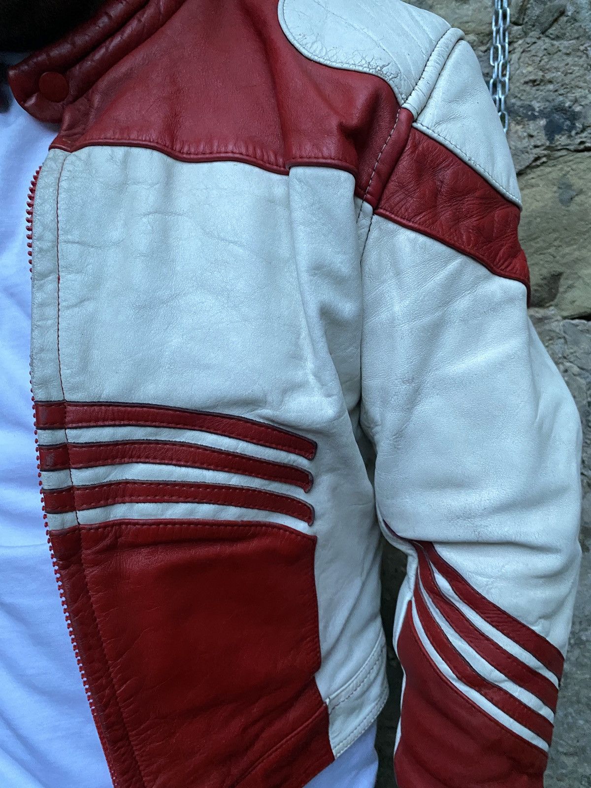 Vintage Rare 80s Sport Distressed Leather Racing Cafe Racer Jacket Size US M / EU 48-50 / 2 - 8 Thumbnail