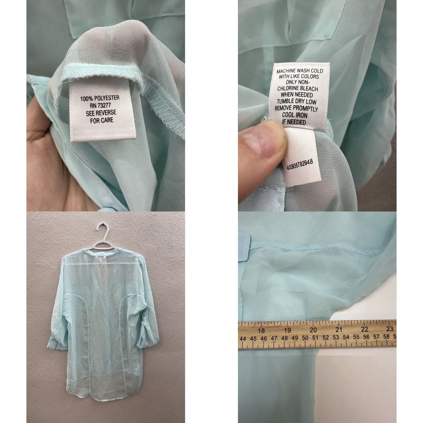 Vintage Candies Womens Juniors Blouse Size Small Blue Sheer Button Up Collared Shirt Size S / US 4 / IT 40 - 8 Thumbnail