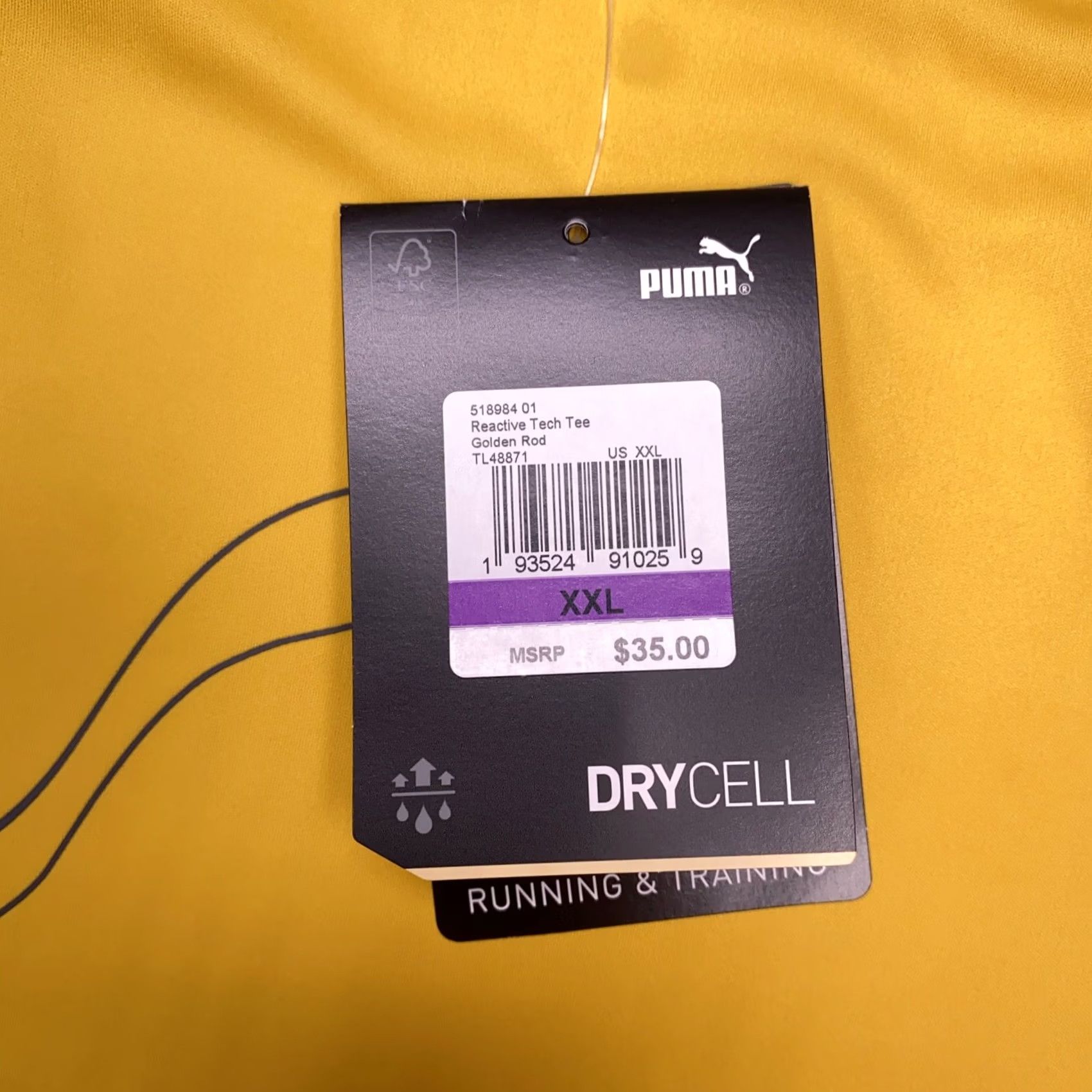 Puma Puma Reactive Tech Tee Shirt Mens XXL Yellow Dry Cell Training New Jersey? Size US XXL / EU 58 / 5 - 5 Thumbnail