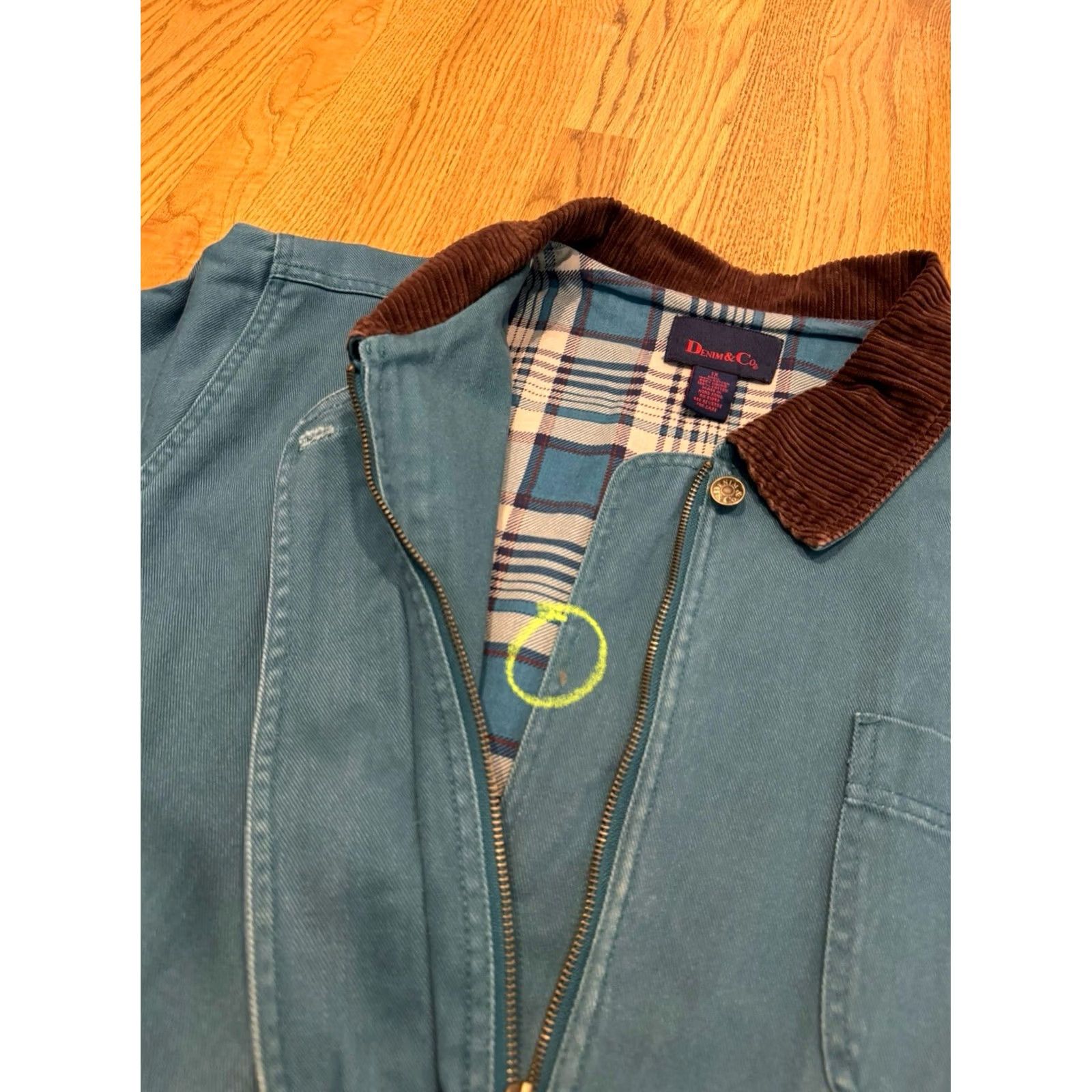 Denim & Co. VINTAGE Denim & Co. Jacket, 1X, Zip Up Button, Denim & Co., Corduroy Trim, Light Blue, Chore, Canvas, 90s, Women, Lined, Fall/Spring/Winter Size XL / US 12-14 / IT 48-50 - 4 Thumbnail