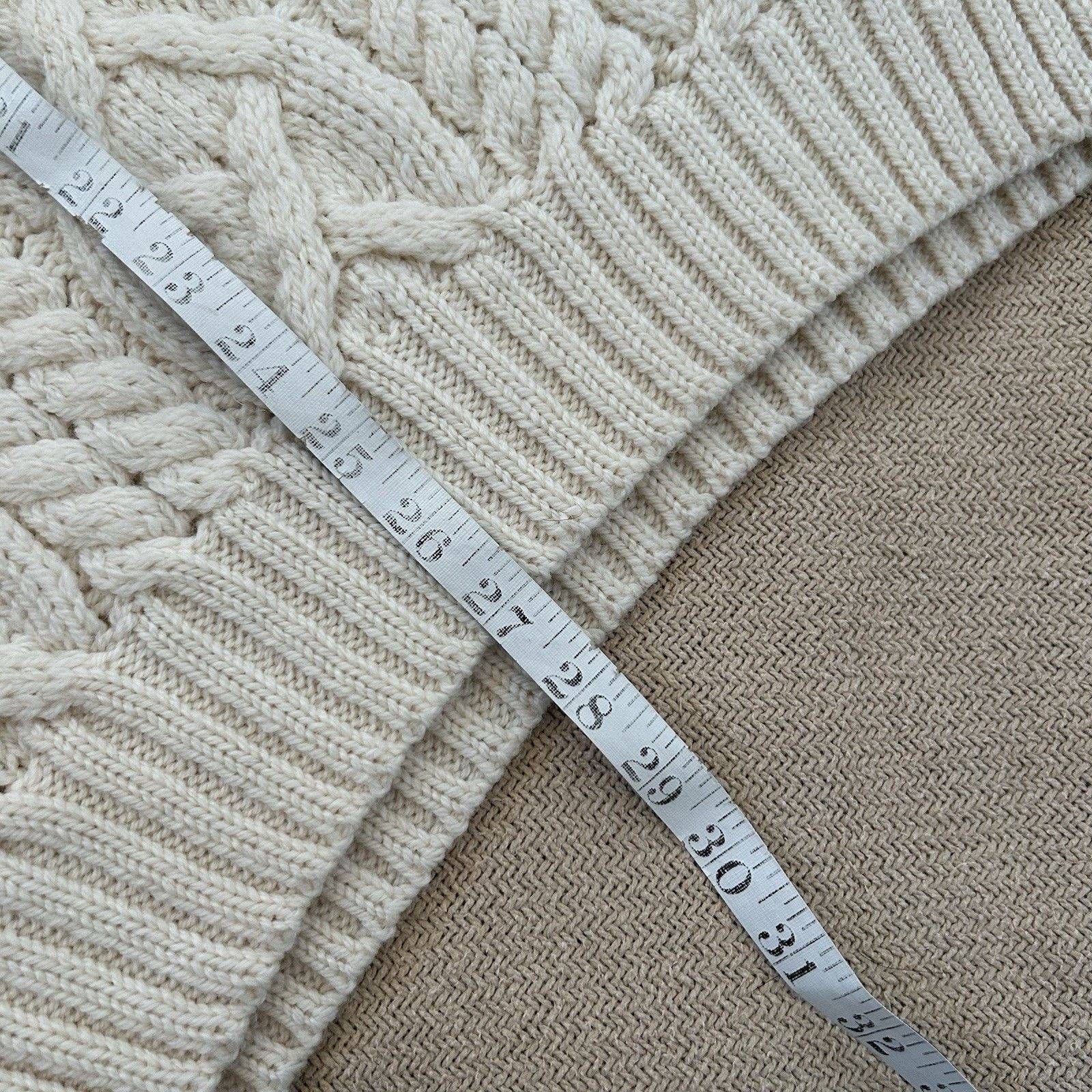 Lands' End × Vintage 90s Lands End England Pure Wool Cableknit Fisherman Sweater Size US L / EU 52-54 / 3 - 5 Thumbnail