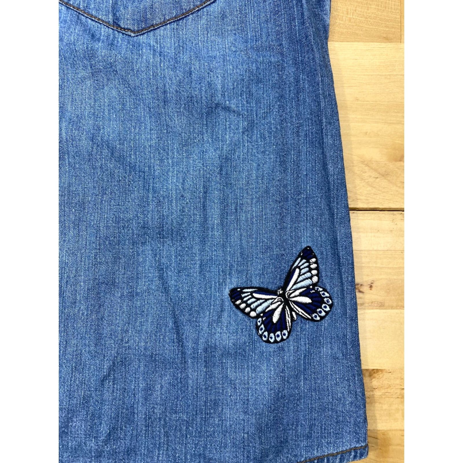 Vintage Stradivarius Womens Denim Button Down Long Sleeve Size L Floral blue 1990s Casual Cotton Regular Womens Size L / US 10 / IT 46 - 5 Thumbnail