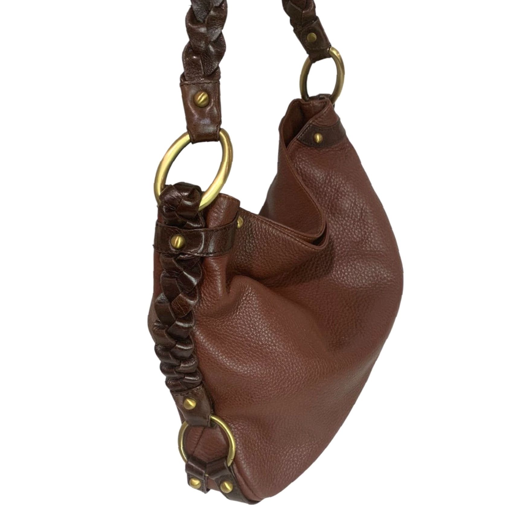 Vintage Borsetta Milano Brown Pebbled Leather Braided Strap Handbag Women Leather Bag 14" x 11" x 3.5" 6" Strap Drop Size ONE SIZE - 5 Thumbnail