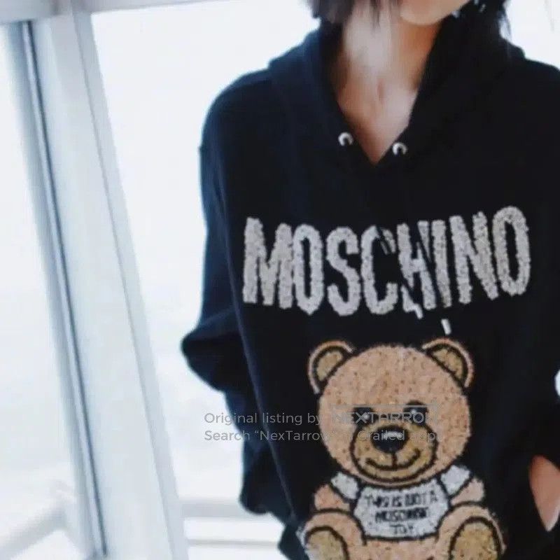 Moschino Moschino Black Cotton Men's Hoodie with Bear . Size US S / EU 44-46 / 1 - 7 Thumbnail