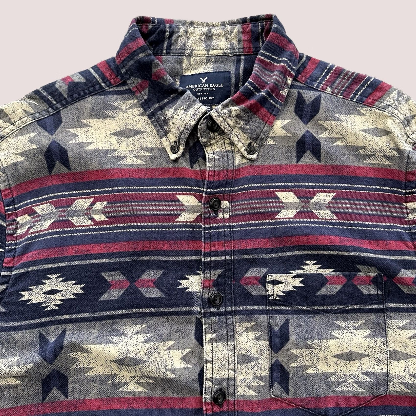 American Eagle Outfitters American Eagle Outfitters Flannel Shirt Mens M AE Classic Fit Aztec Western AOP Button Down Size US M / EU 48-50 / 2 - 1 Thumbnail