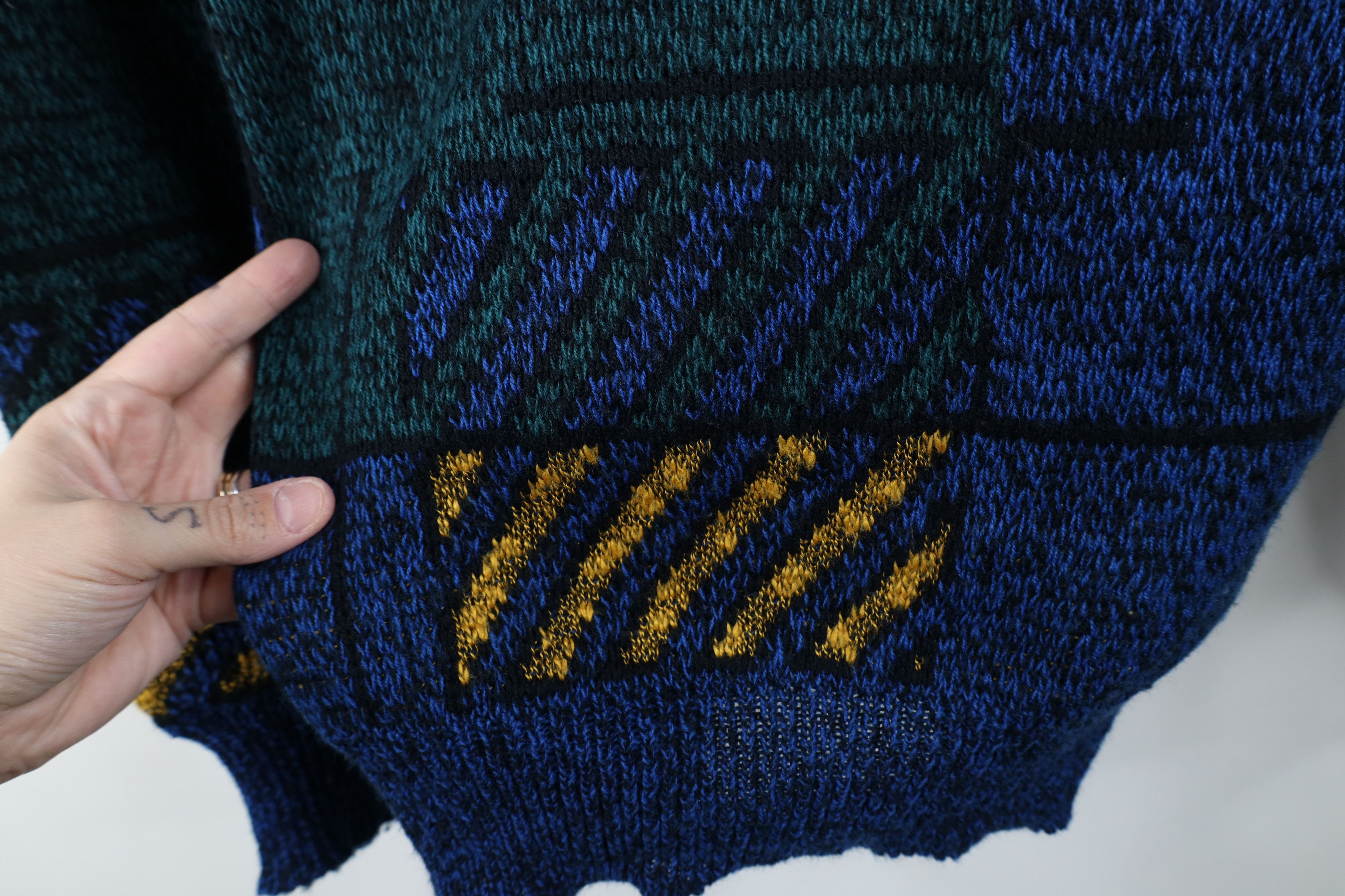 Vintage Vintage 90s Streetwear Geometric Art Knit Crewneck Sweater Size US XL / EU 56 / 4 - 8 Thumbnail
