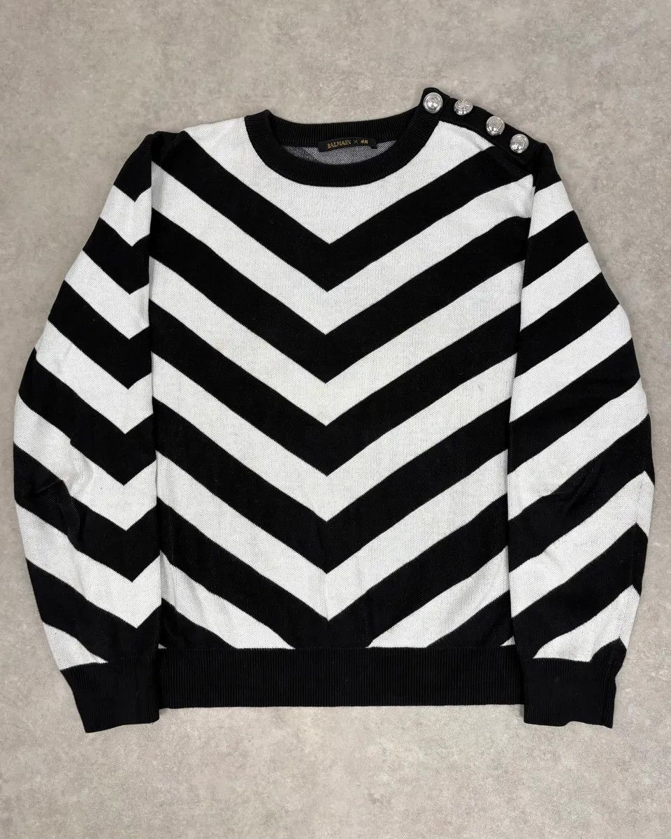 Balmain FW2015 Balmain Black & White Striped Sweater Size US L / EU 52-54 / 3 - 1 Thumbnail