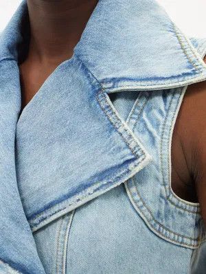 Balmain o1y0525 Mini Denim Dress in Blue Size S / US 4 / IT 40 - 2 Thumbnail