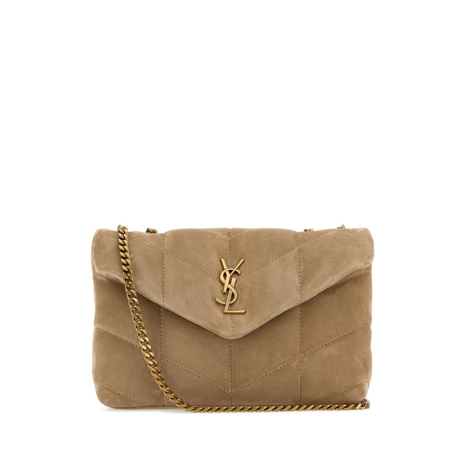 Saint Laurent Paris Saint Laurent Toy Puffer Beige Suede Shoulder Bag New & Auth, Women's