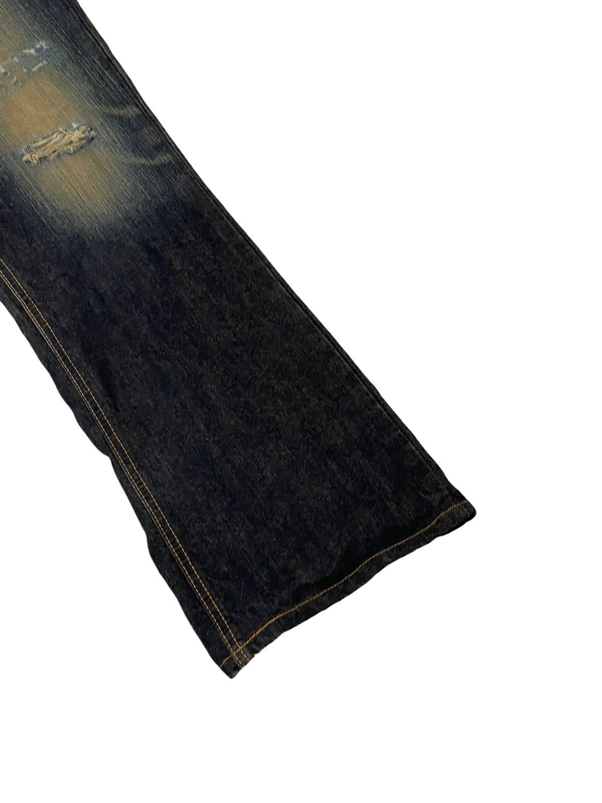 Japanese Brand Flare Jeans Edwin Japan Distress Boot Cut 7🟦3 Size US 31 - 4 Thumbnail