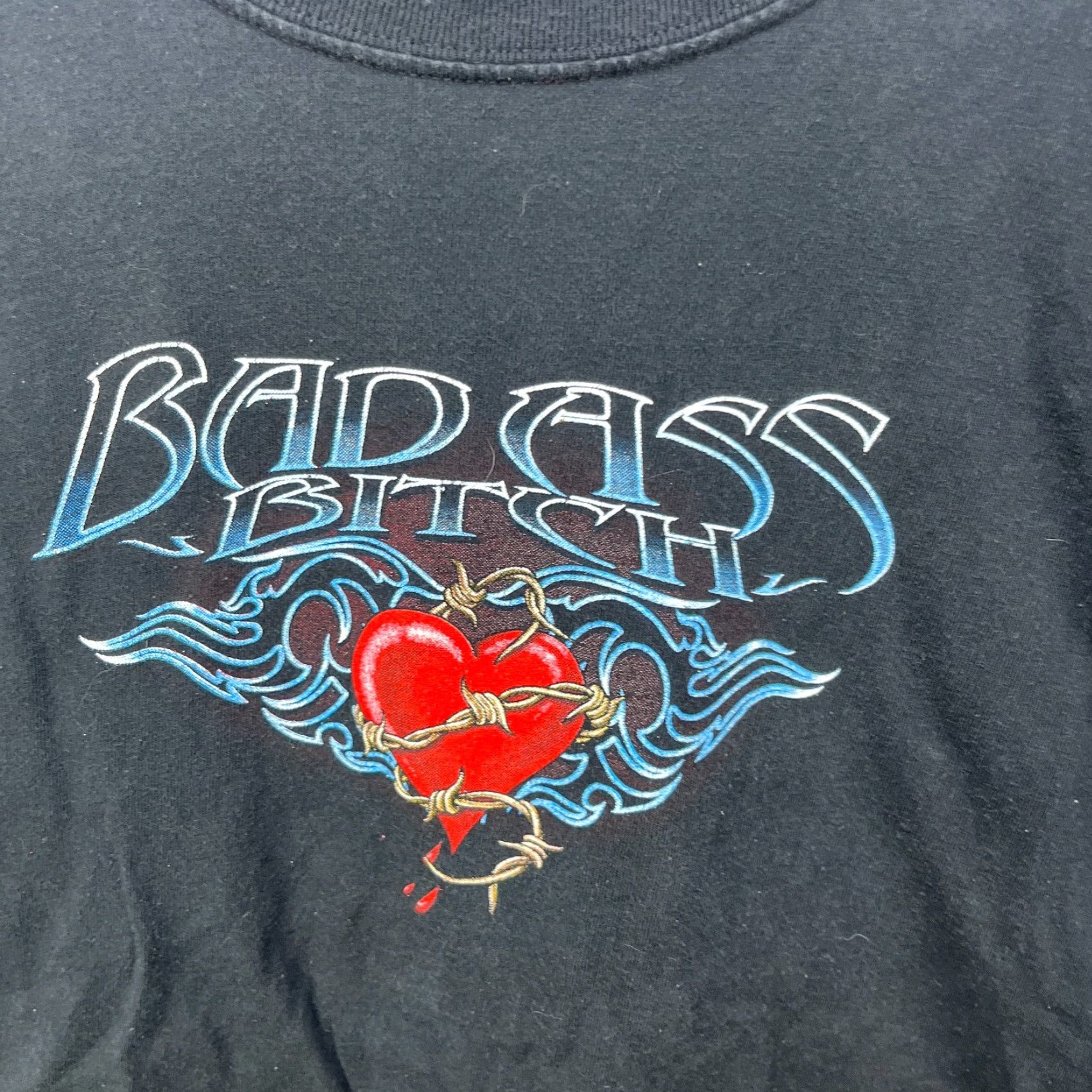 Vintage VINTAGE Badass Bitch Biker Long Sleeve Shirt Y2K Womens Large Black Cotton Crew Neck Pullover Casual T-Shirt Size L / US 10 / IT 46 - 3 Thumbnail