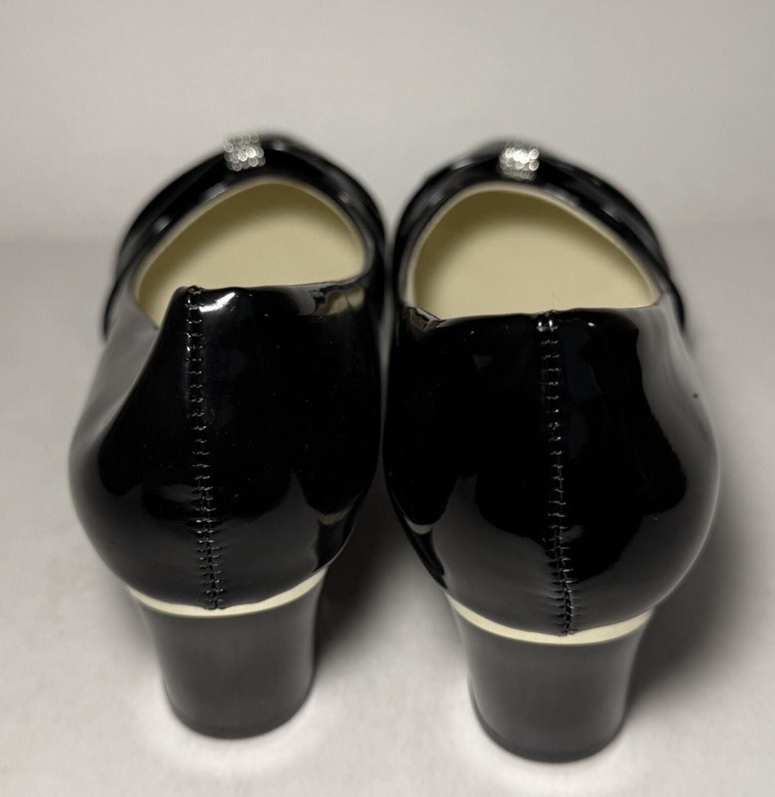 Other MING KE Slip-On 2 inch Heels Almond Toe Pump Bow Black Size US 8.5 / IT 38.5 - 4 Thumbnail