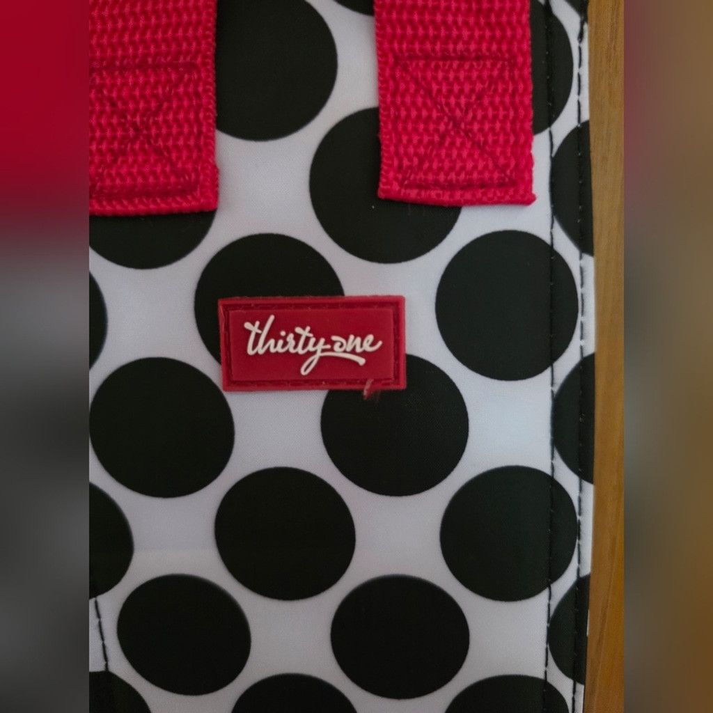 Other Thirty-one Black and White Polka Dot Wine Carrier Size ONE SIZE - 2 Thumbnail