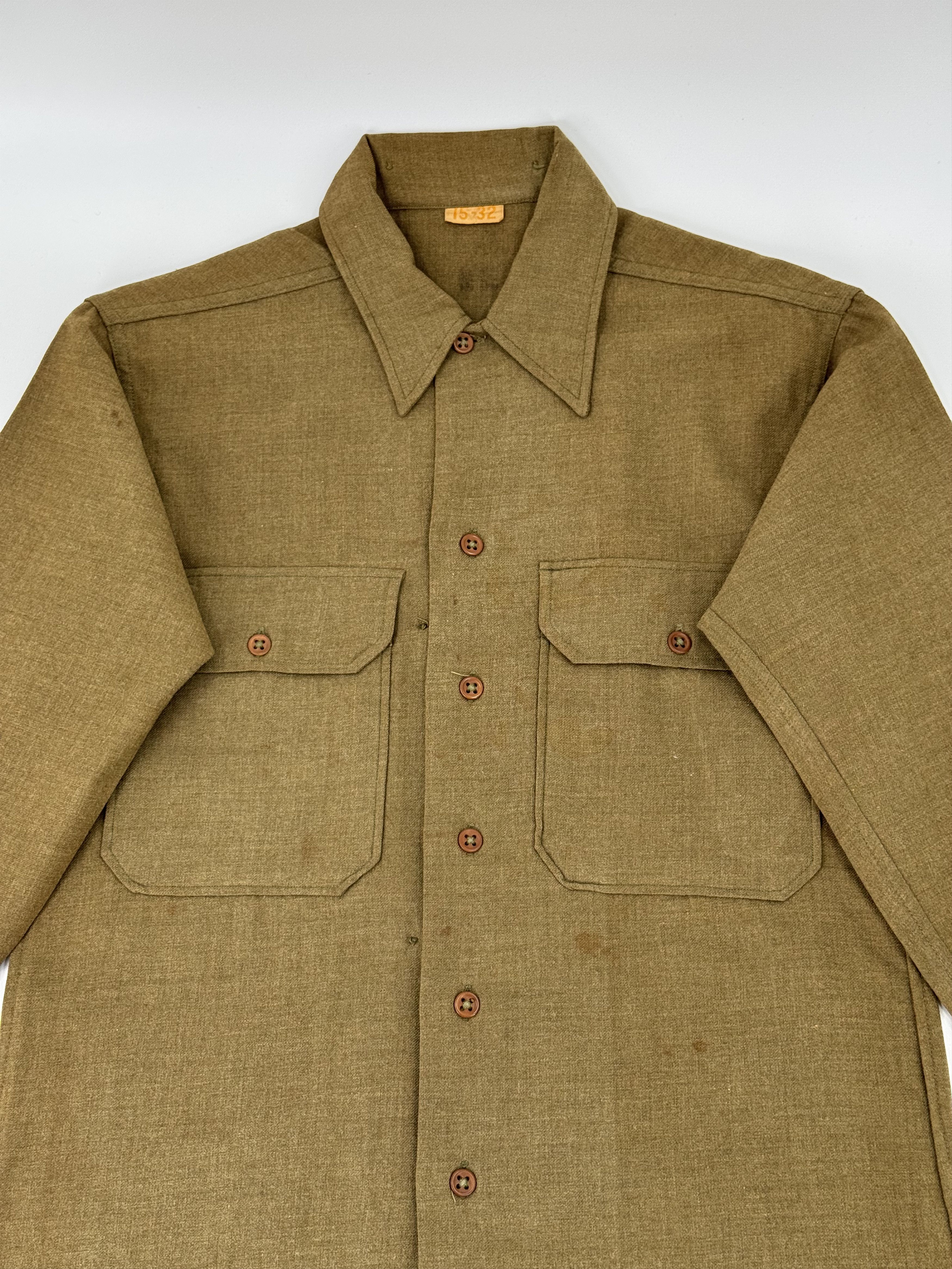 Vintage Vintage Military M37 OD Green Wool Shirt 15 Small Army US Size US S / EU 44-46 / 1 - 2 Thumbnail