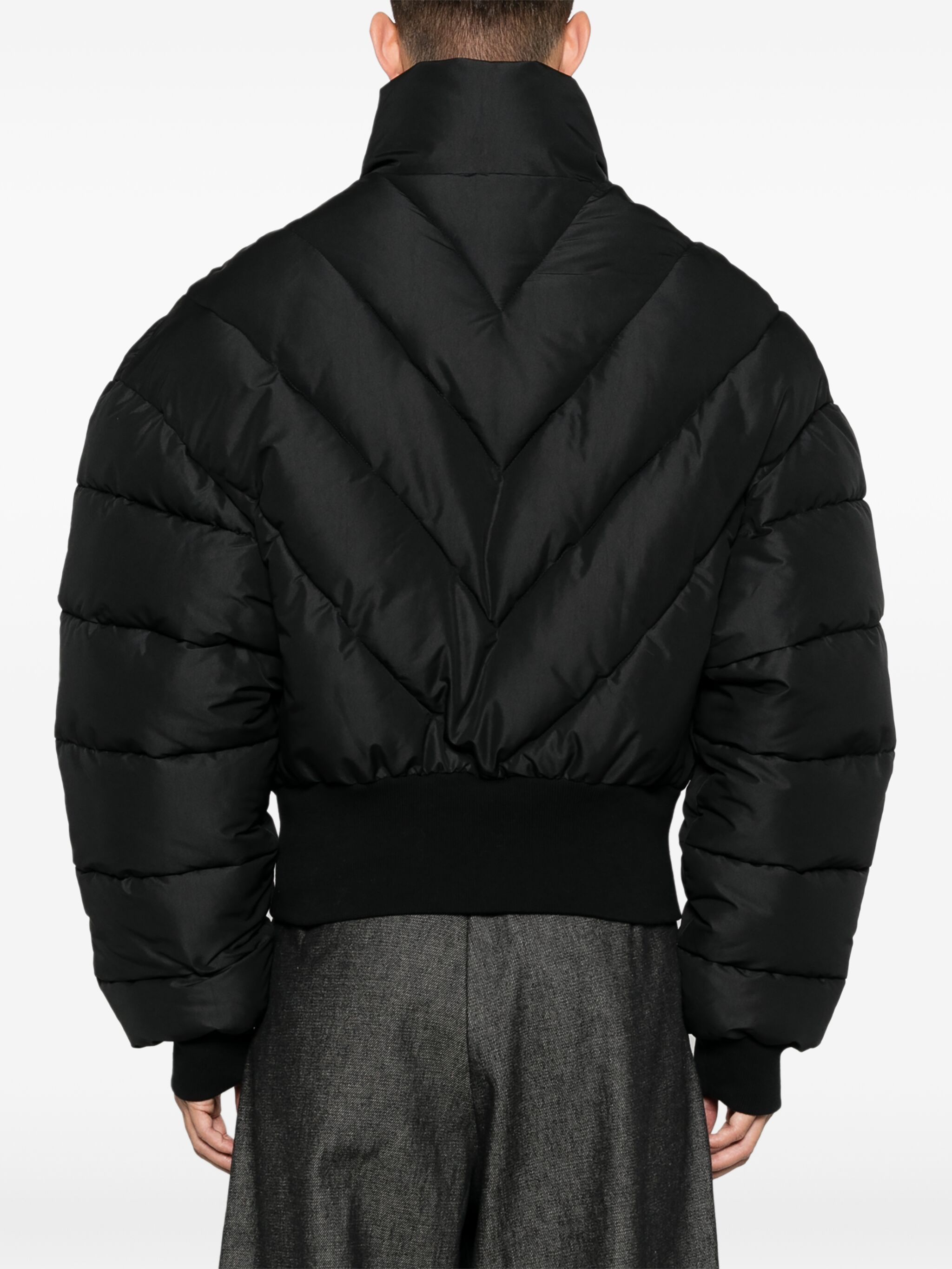 Mugler o1s22i1n1124 Cropped Bomber Jacket in Black Size US L / EU 52-54 / 3 - 4 Thumbnail