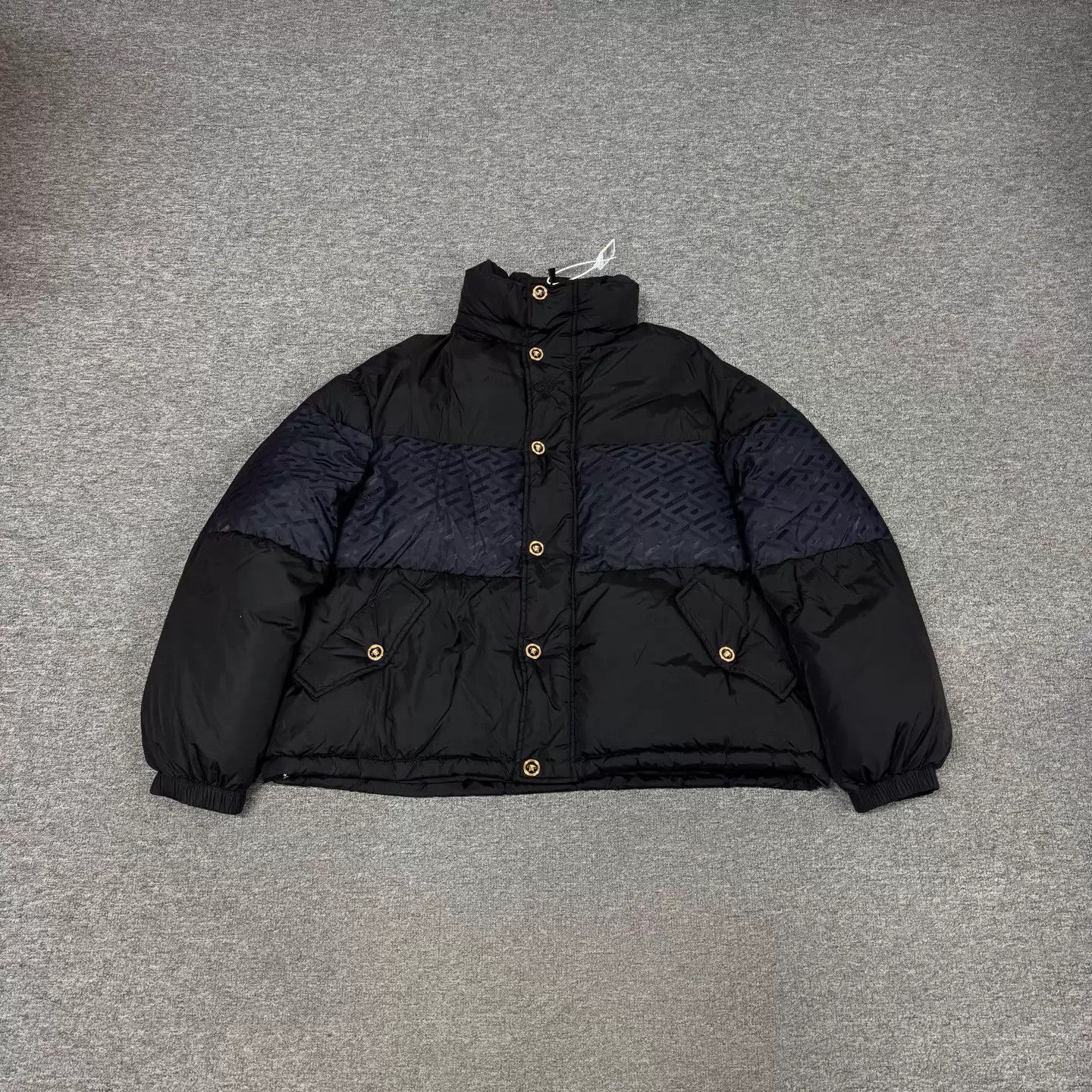 Versace Black Puffer Jacket with Button Front and Pockets Size US M / EU 48-50 / 2 - 1 Thumbnail
