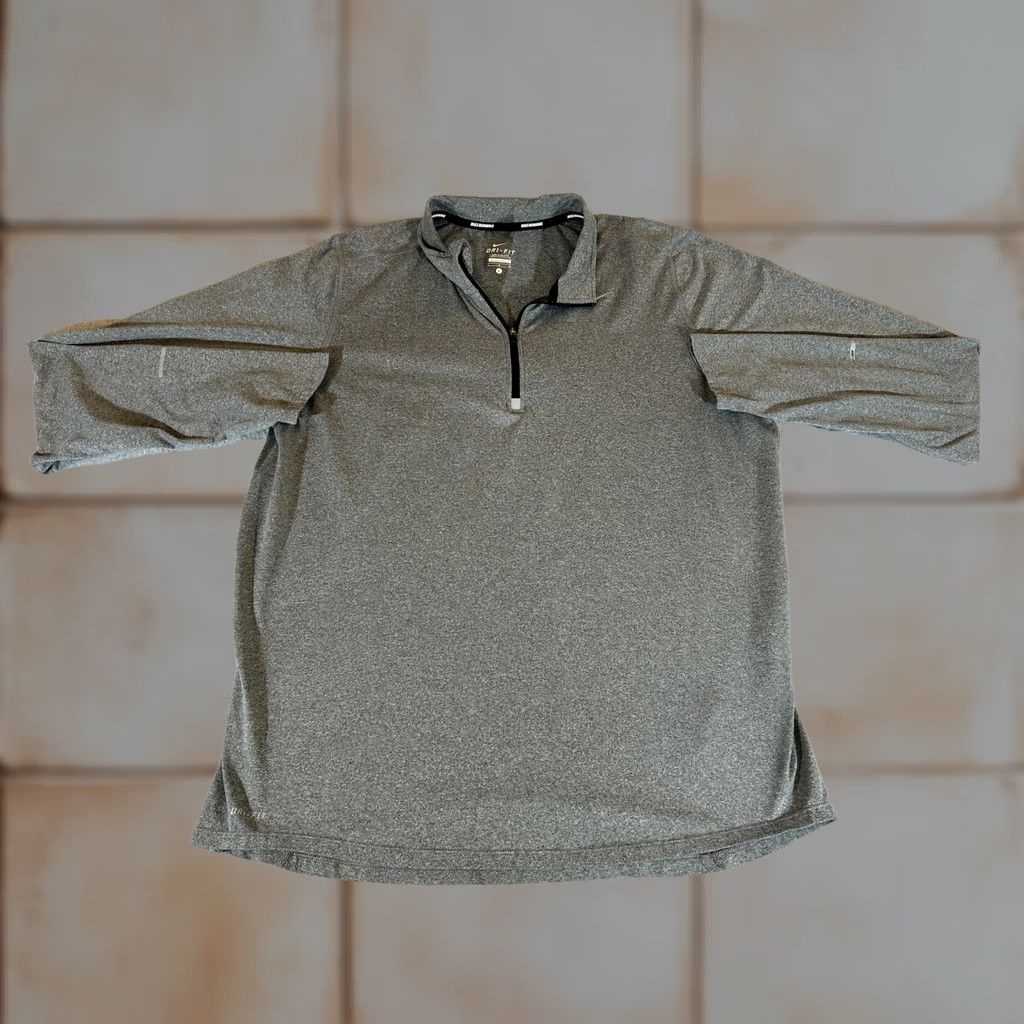 Nike Nike Dri-FIT Shirt Mens Large Zip Pullover Running 1/4 Quarter Mock Neck Gray Light Stretch Athletic Size US L / EU 52-54 / 3 - 1 Thumbnail