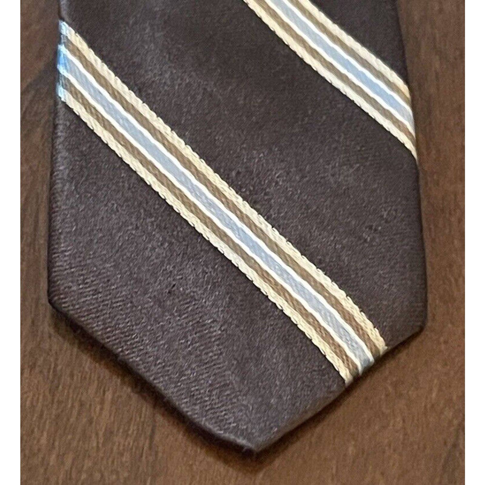 DKNY Dkny Brown Blue 100% Silk Men’s Neck Tie Made In USA Size ONE SIZE - 6 Thumbnail