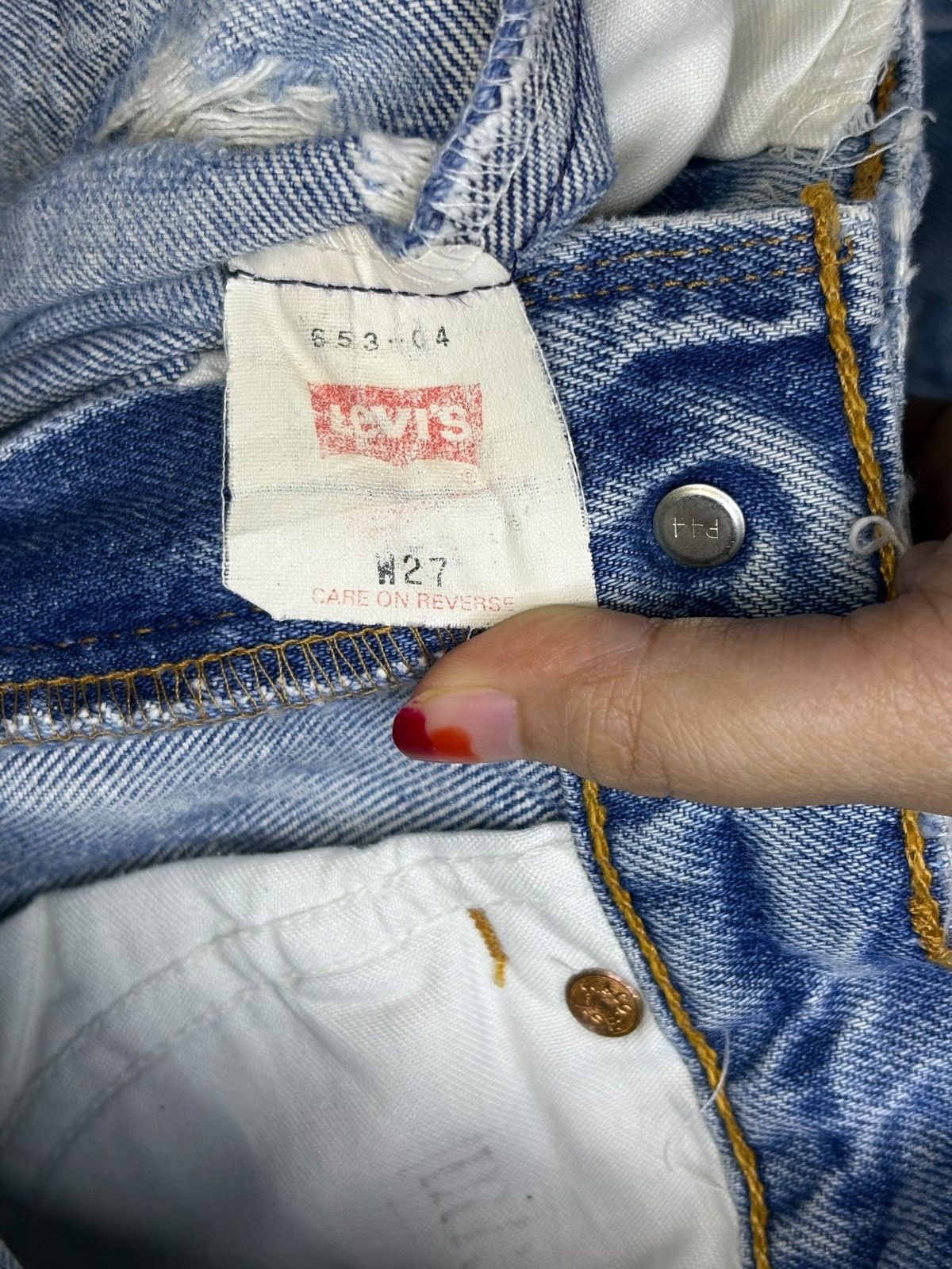 Levi's Vintage 90s Levis 653 Orange Tab Blue Wash Distressed Jeans Size US 28 / EU 44 - 11 Thumbnail