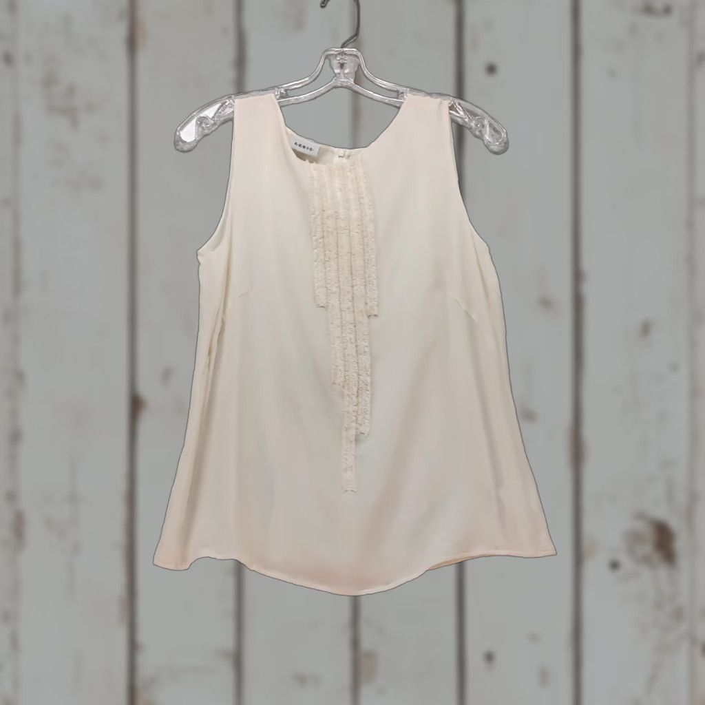 Akris Akris Blouse Top Women's 12 Beige 100% Silk Pleated Scoop Neck Sleeveless Pullover Size XL / US 12-14 / IT 48-50 - 1 Thumbnail