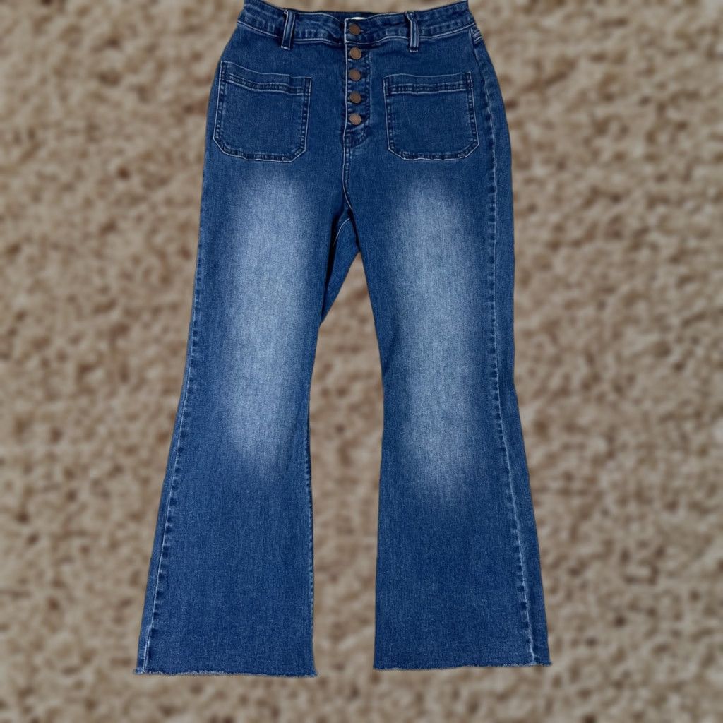 O'Neill O'neill Jeans Womens 30 Blue Denim Button Fly Flared Cotton Blend Stretch Shirt Size 30" / US 8 / IT 44 - 1 Thumbnail