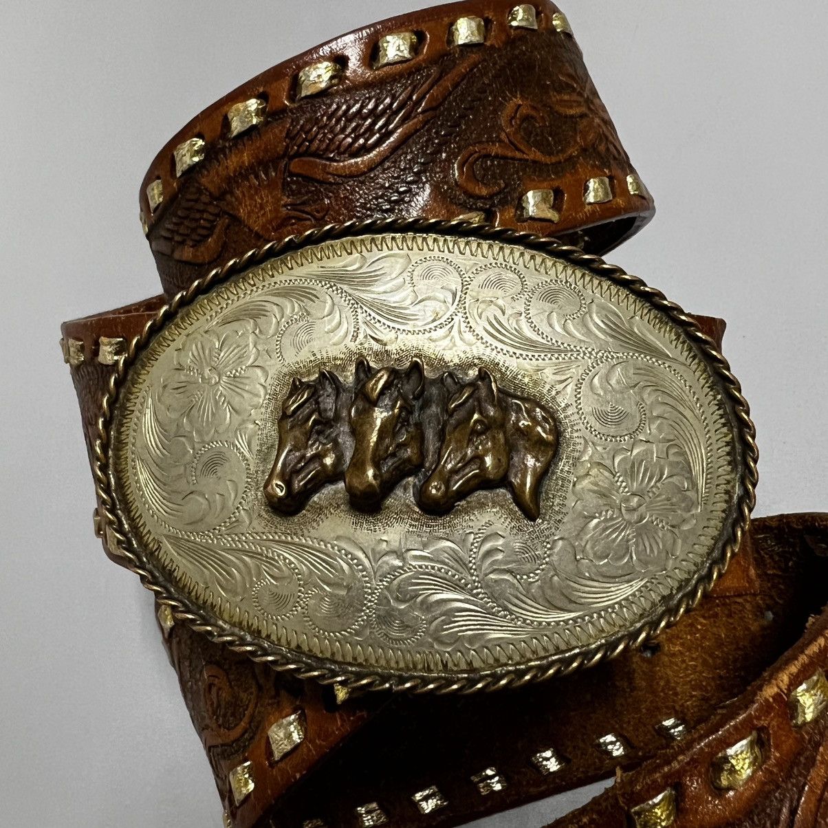 Cowboy Equipment × Japanese Brand × Vintage Leather belt vintage y2k cowboy buckle Size ONE SIZE - 5 Thumbnail