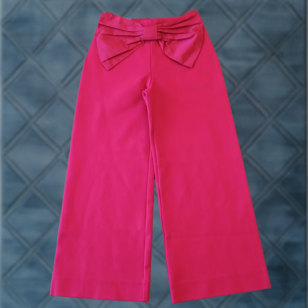 Anthropologie Anthropologie Maeve The Colette Cropped Pants Womens 24P Pink Wide-Leg New Bow removable Cropped Pants Womens 24P Pink Wide-Leg Size 42" / US 20 - 1 Thumbnail
