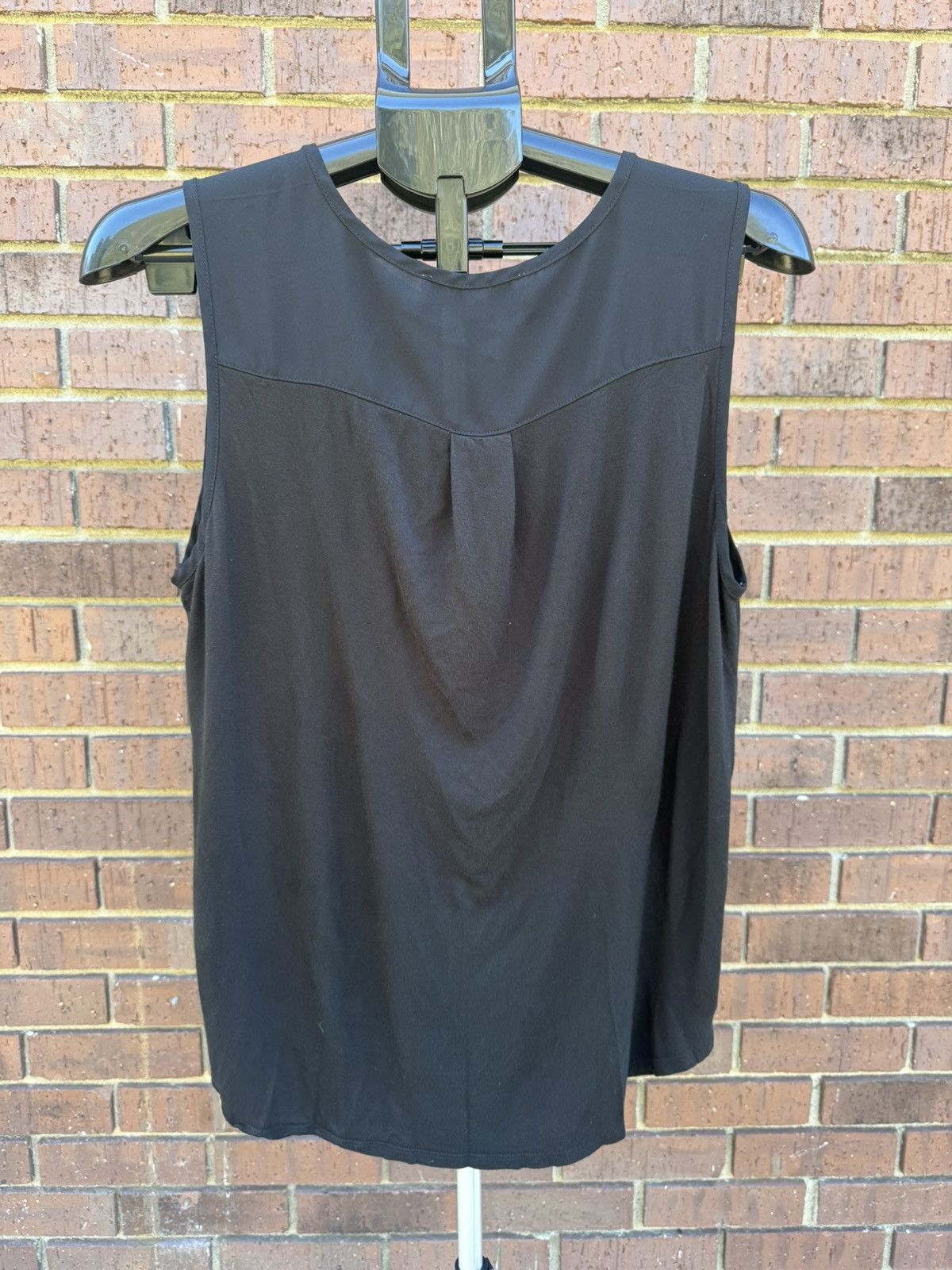 Loft Ann Taylor Loft Black Semi Sheer Chiffon Sleeveless Top Size L / US 10 / IT 46 - 7 Thumbnail