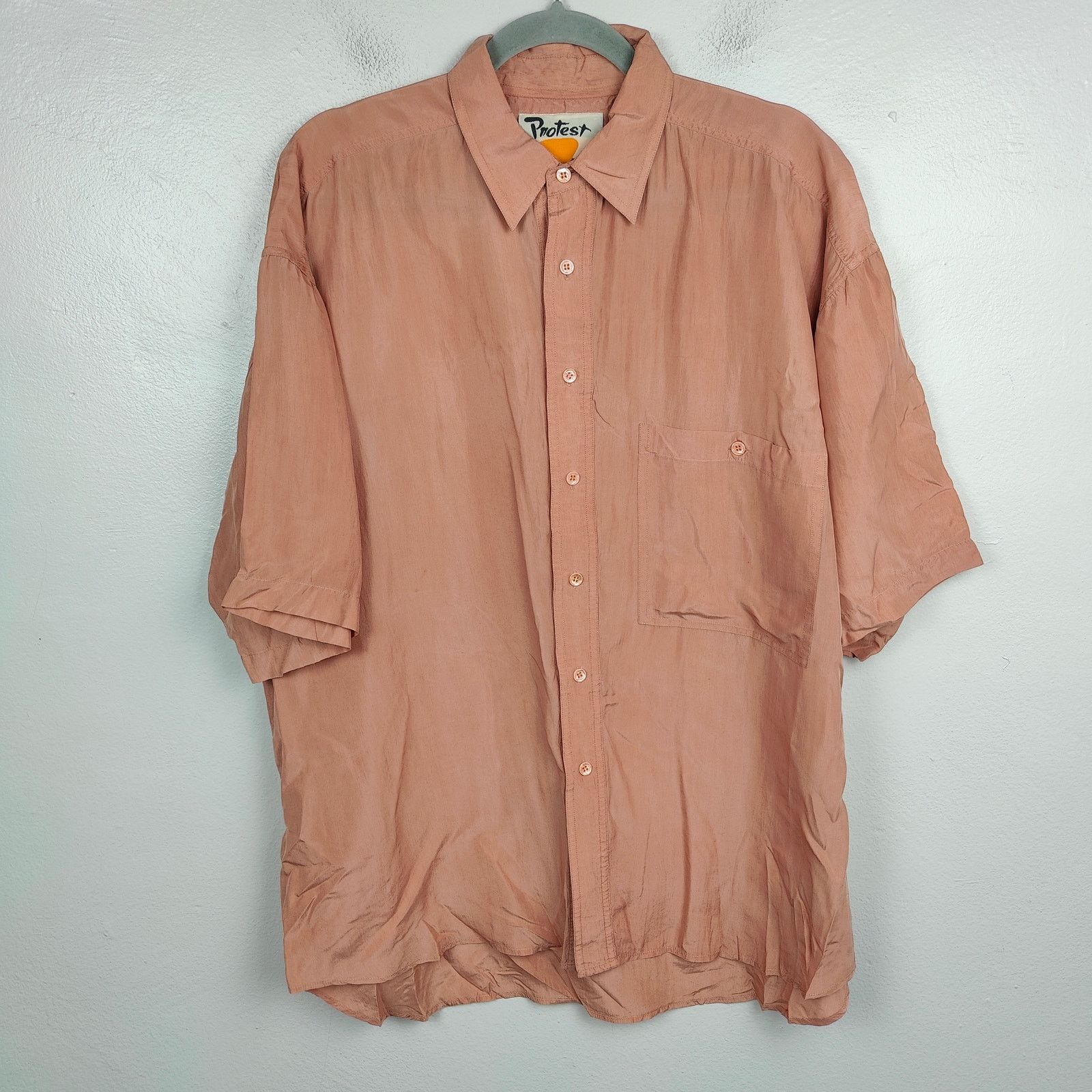 Other Vintage Protest Button Up Shirt Mens Medium Salmon Pink Size US M / EU 48-50 / 2 - 1 Thumbnail
