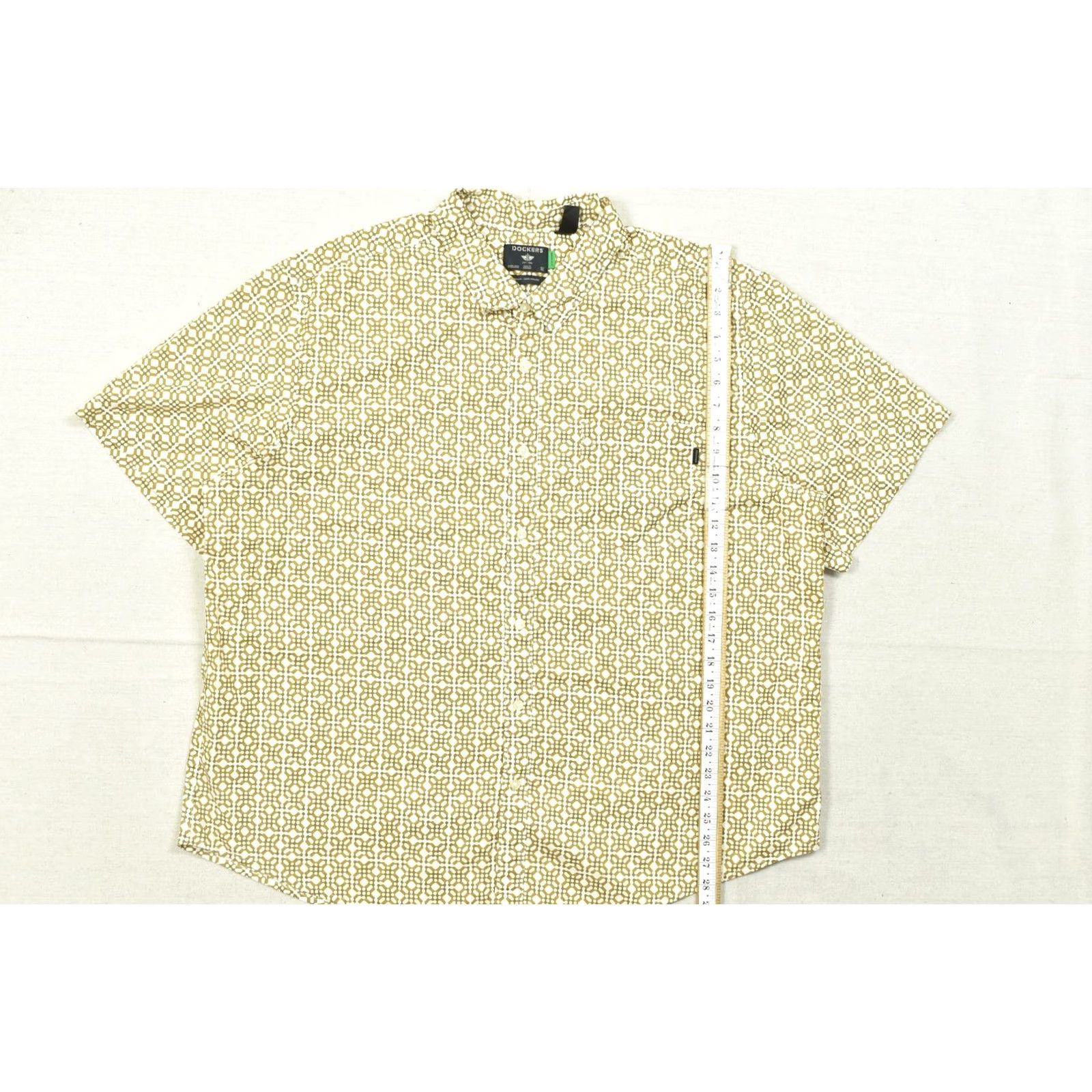 Dockers Dockers Men XXL Short Sleeve Button-Down Shirt Geometric Mustard Yellow Pattern Size US XXL / EU 58 / 5 - 2 Thumbnail