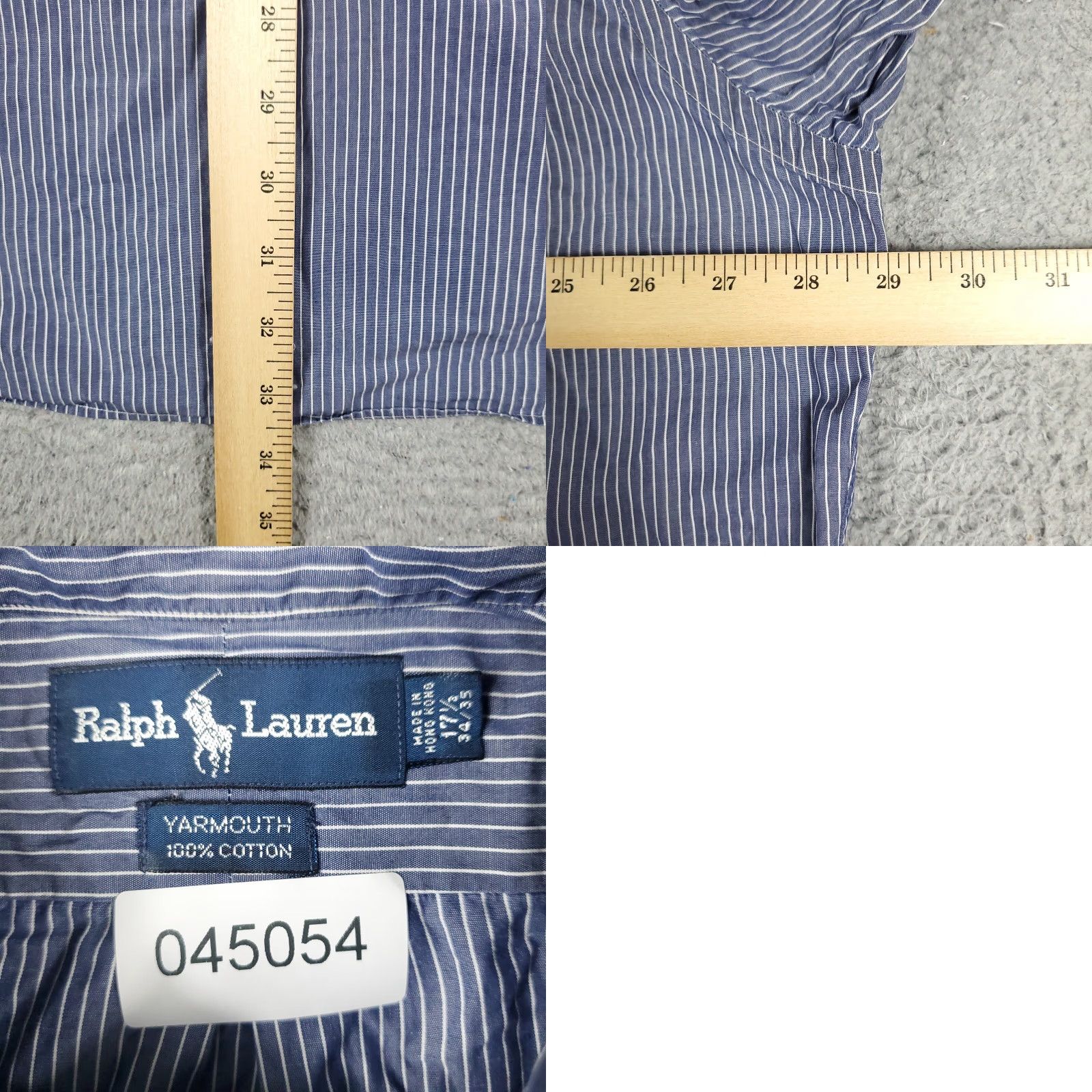 Ralph Lauren Ralph Lauren Dress Shirt Mens 17.5 Blue Striped Long Sleeve Button-Up Casual Workwear Size 46R - 8 Thumbnail