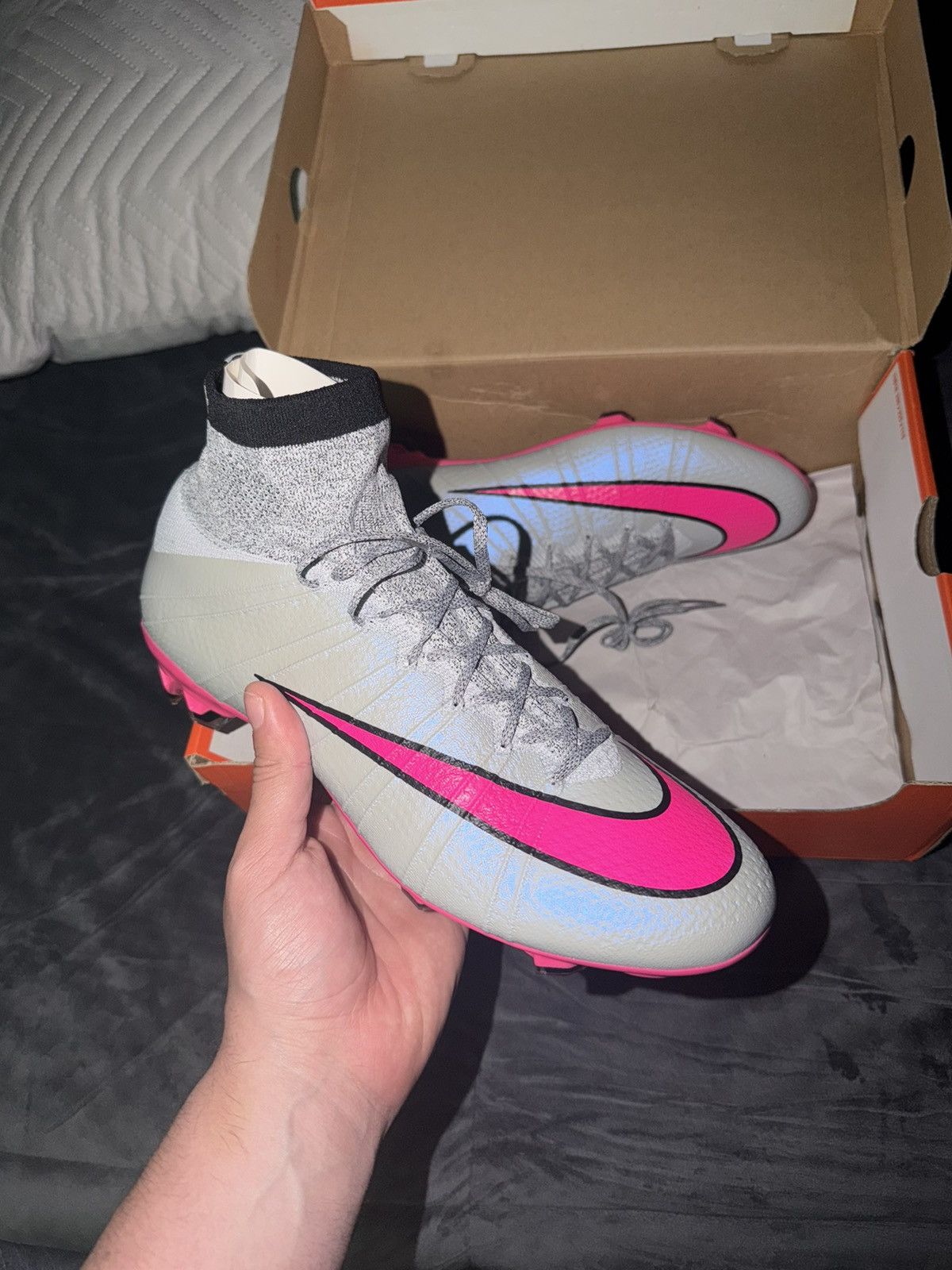 Nike Mercurial súper IV FG “wolf grey hyper pink” Size US 10 / EU 43 - 1 Thumbnail
