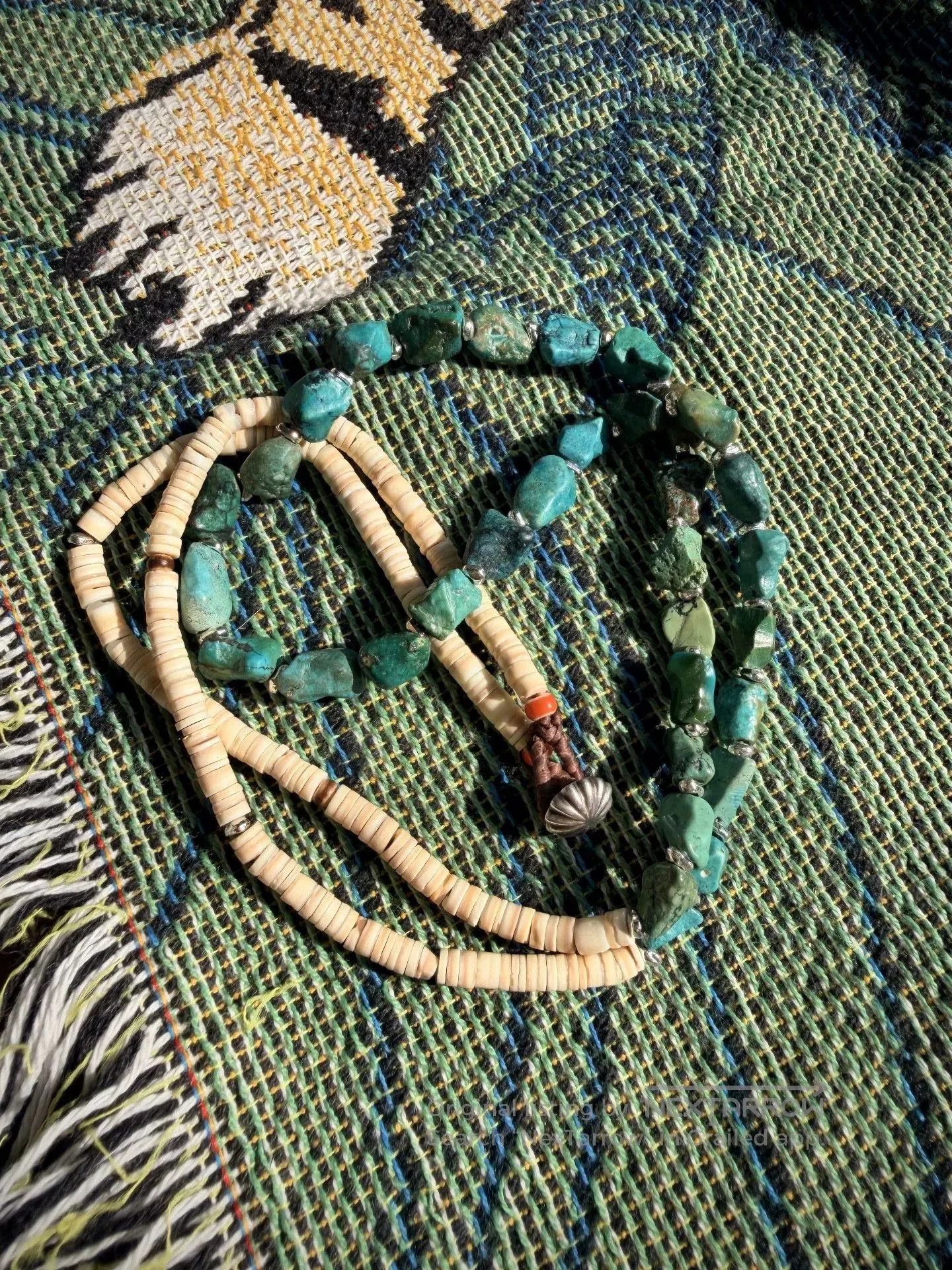 Other Navajo Vintage Turquoise Shell Glass Necklace. Size ONE SIZE - 3 Thumbnail