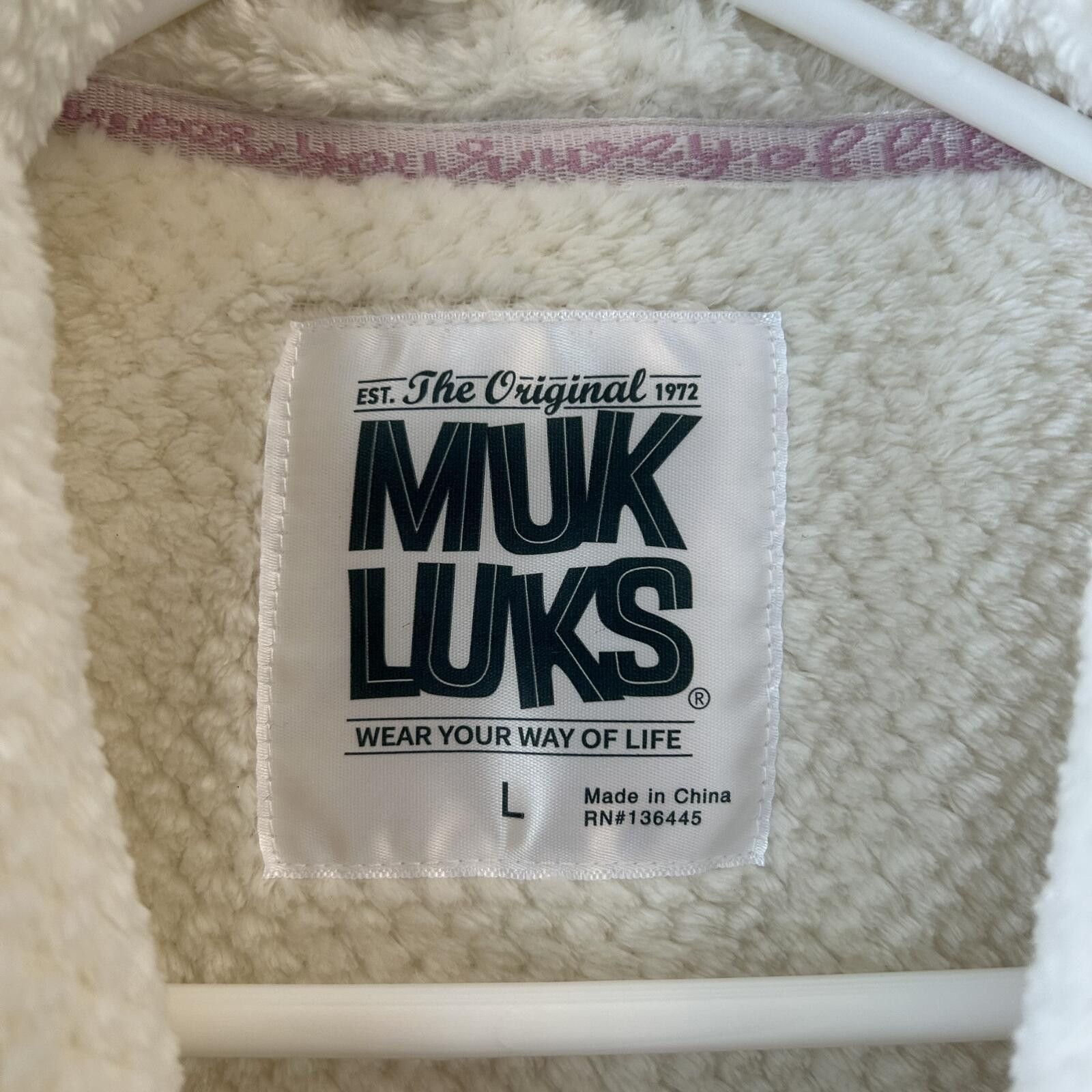 Other Muk Luks Women’s L Cream Textured Fleece Jacket Size L / US 10 / IT 46 - 4 Thumbnail
