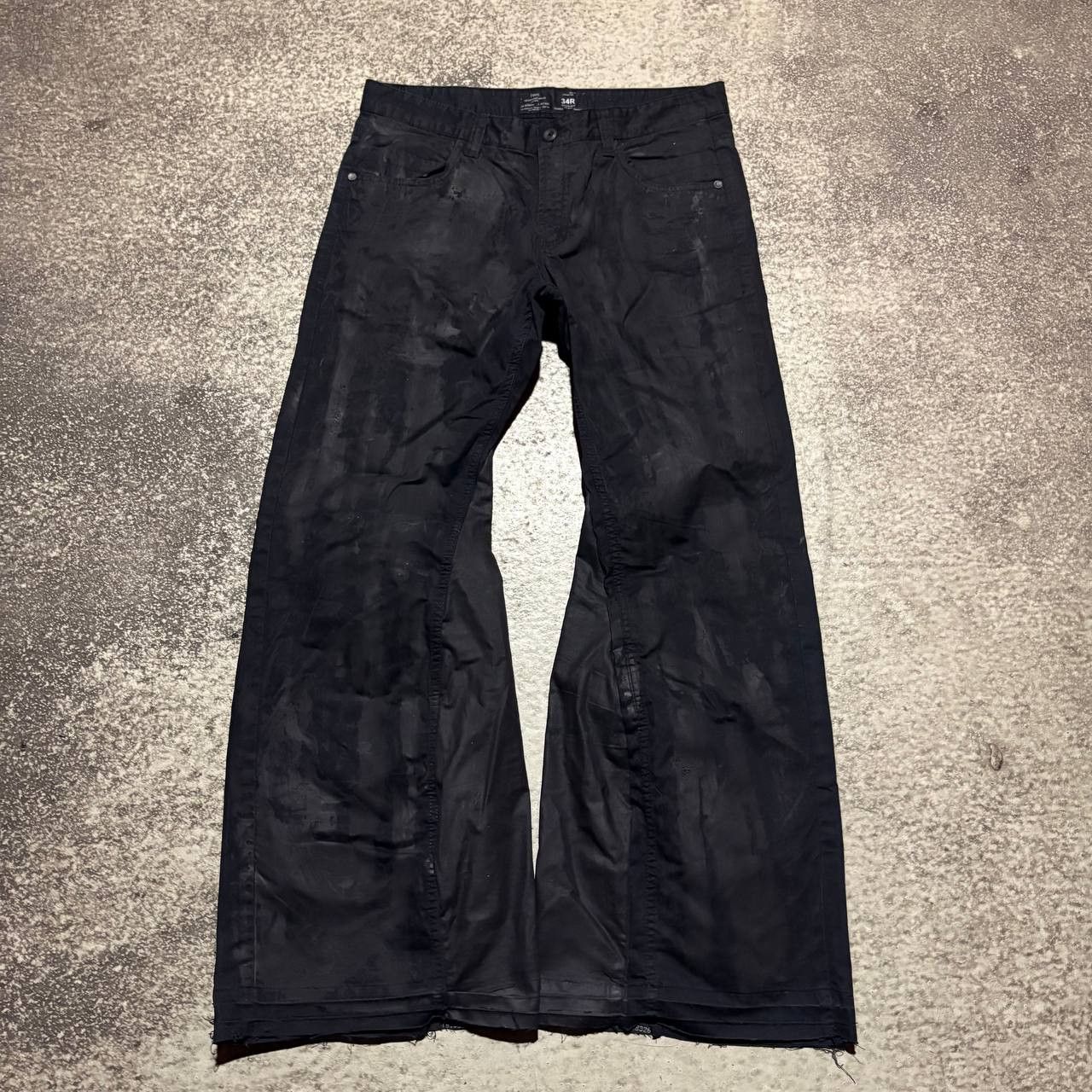 Japanese Brand Custom Black Baggy Distressed Jeans Painted Wide Leg Size US 31 - 2 Thumbnail