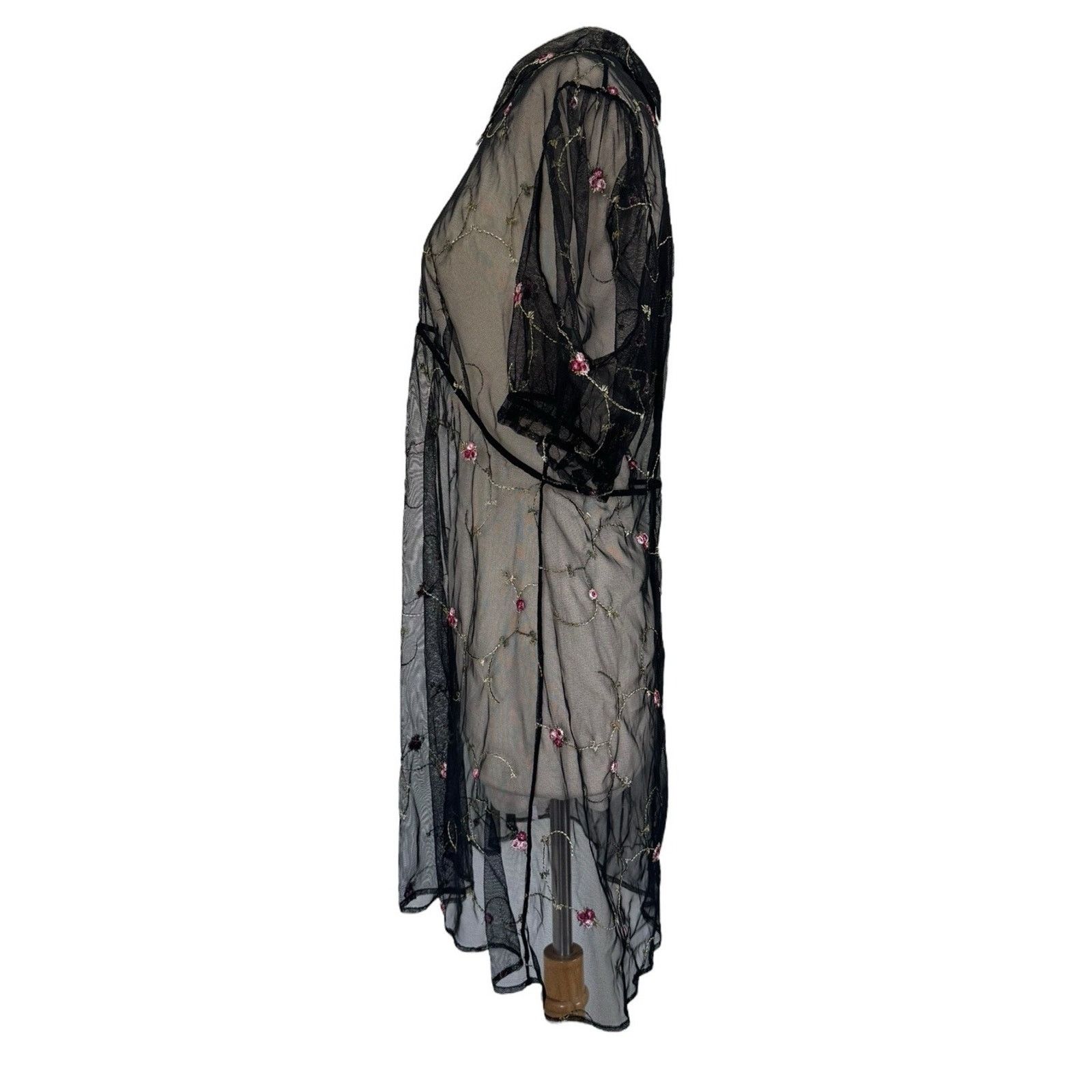 Dolls Kill Dolls Kill SUGAR THRILLZ Sheer Embroidered Puff Sleeve Dress Size XXL / US 16-18 / IT 52-54 - 11 Thumbnail