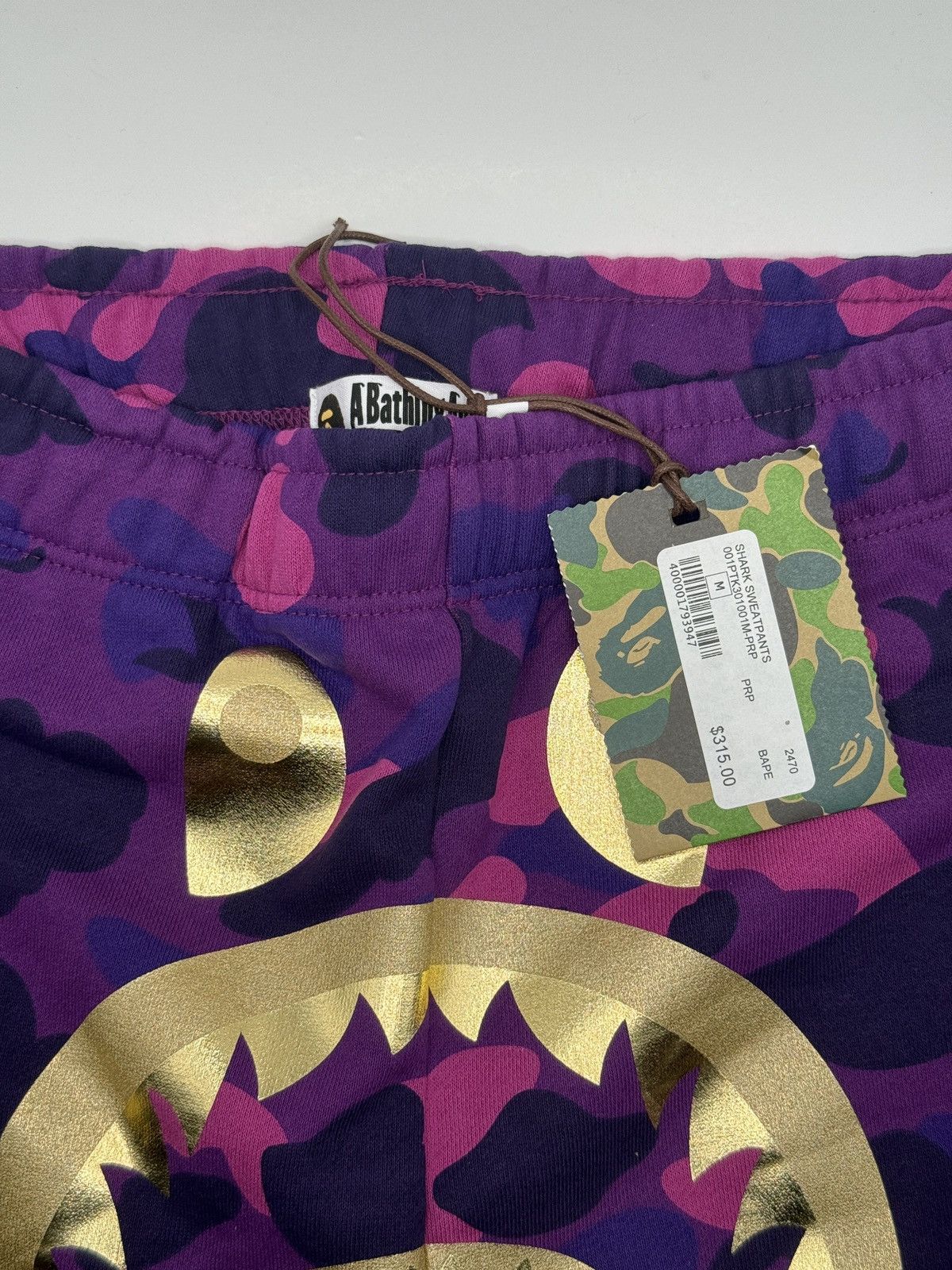 Bape A Bathing Ape Bape Color Camo Shark Sweatpants Purple L Size US 31 - 2 Thumbnail