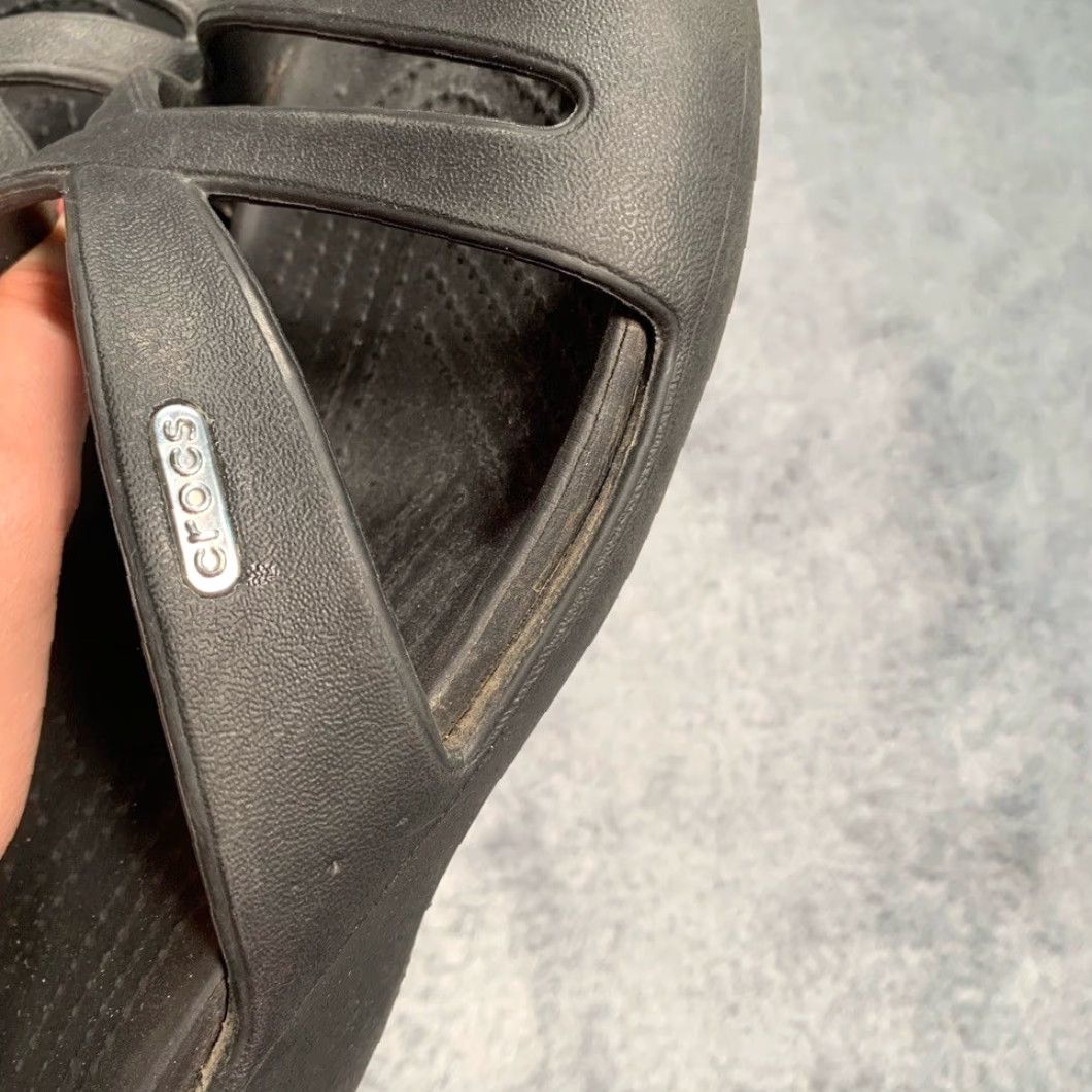 Crocs CROCS Black Strappy Slide Sandals Women US Size 9 Rubber Slip-On Size US 9 / IT 39 - 4 Thumbnail