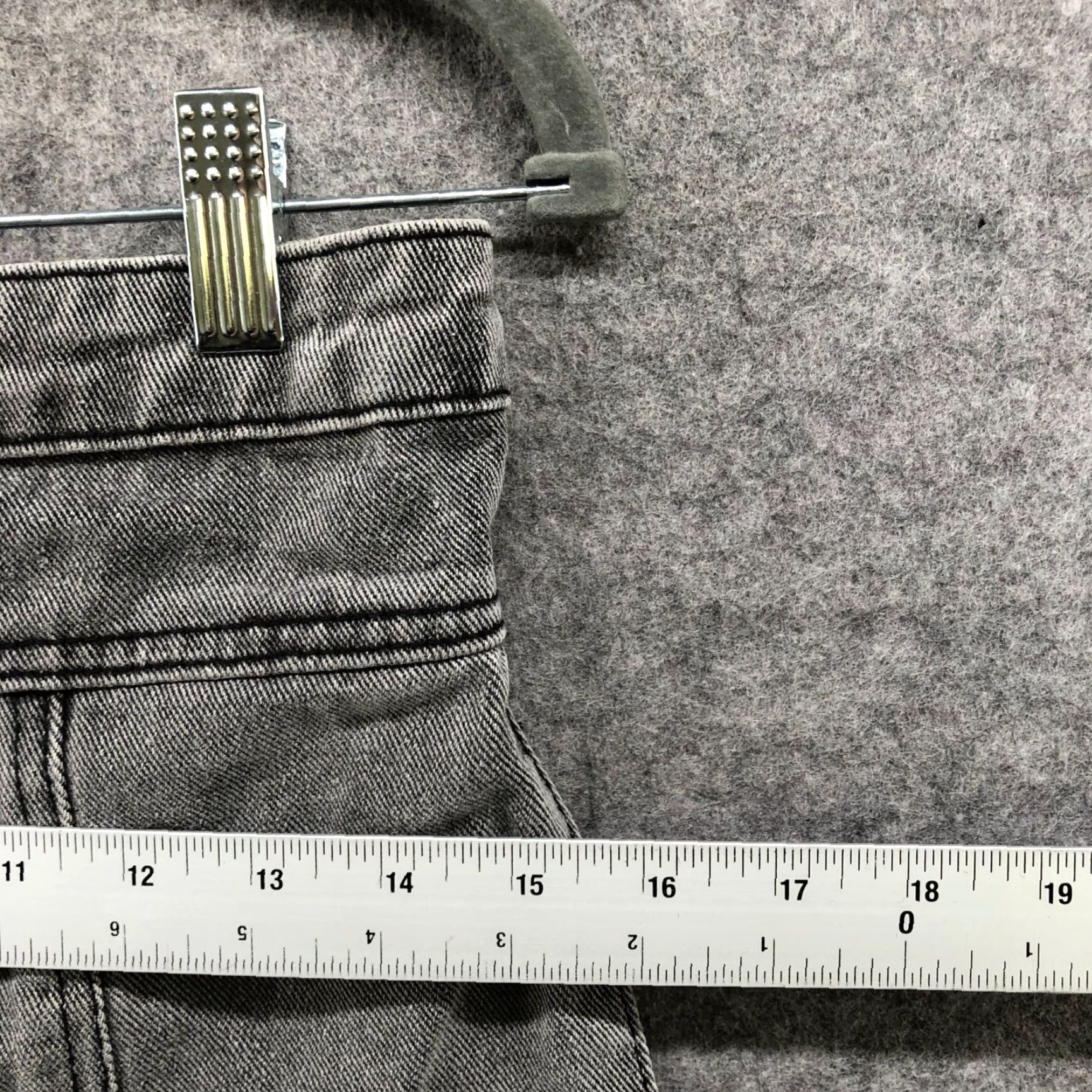 PrettyLittleThing VINTAGE Pretty Little Thing Mini Jean Skirt Women 00P Short Slit Cotton Denim Gray 90s Size 24" / US 00 / IT 34 - 7 Thumbnail