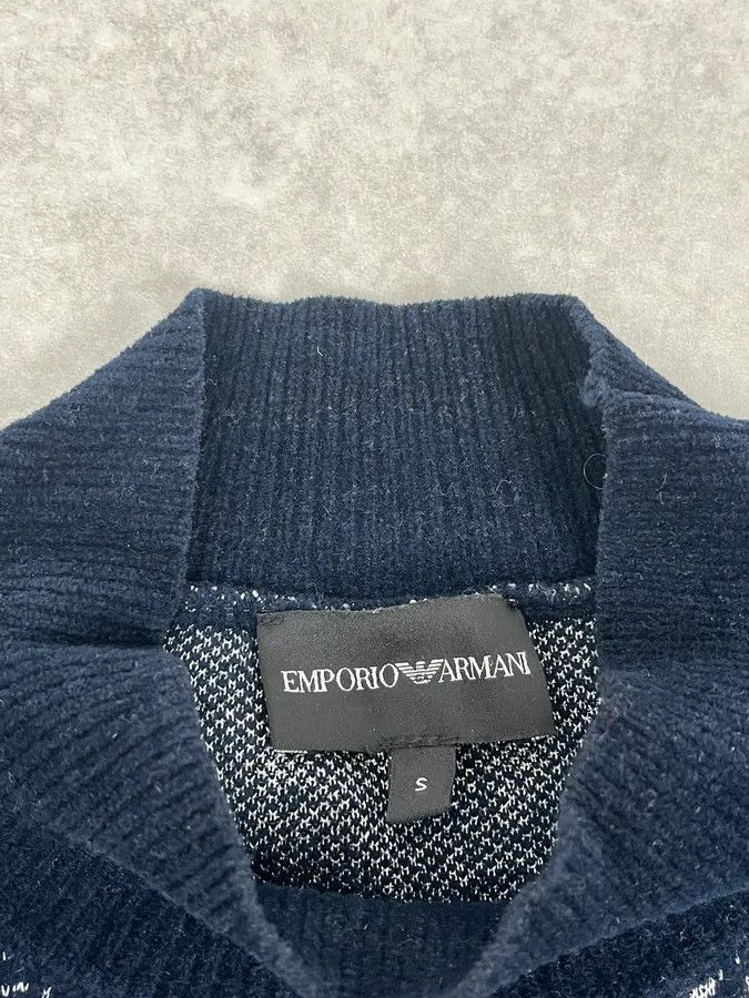Emporio Armani SS2020 Emporio Armani Mountain Landscape High Neck Navy Sweater Size US S / EU 44-46 / 1 - 10 Thumbnail